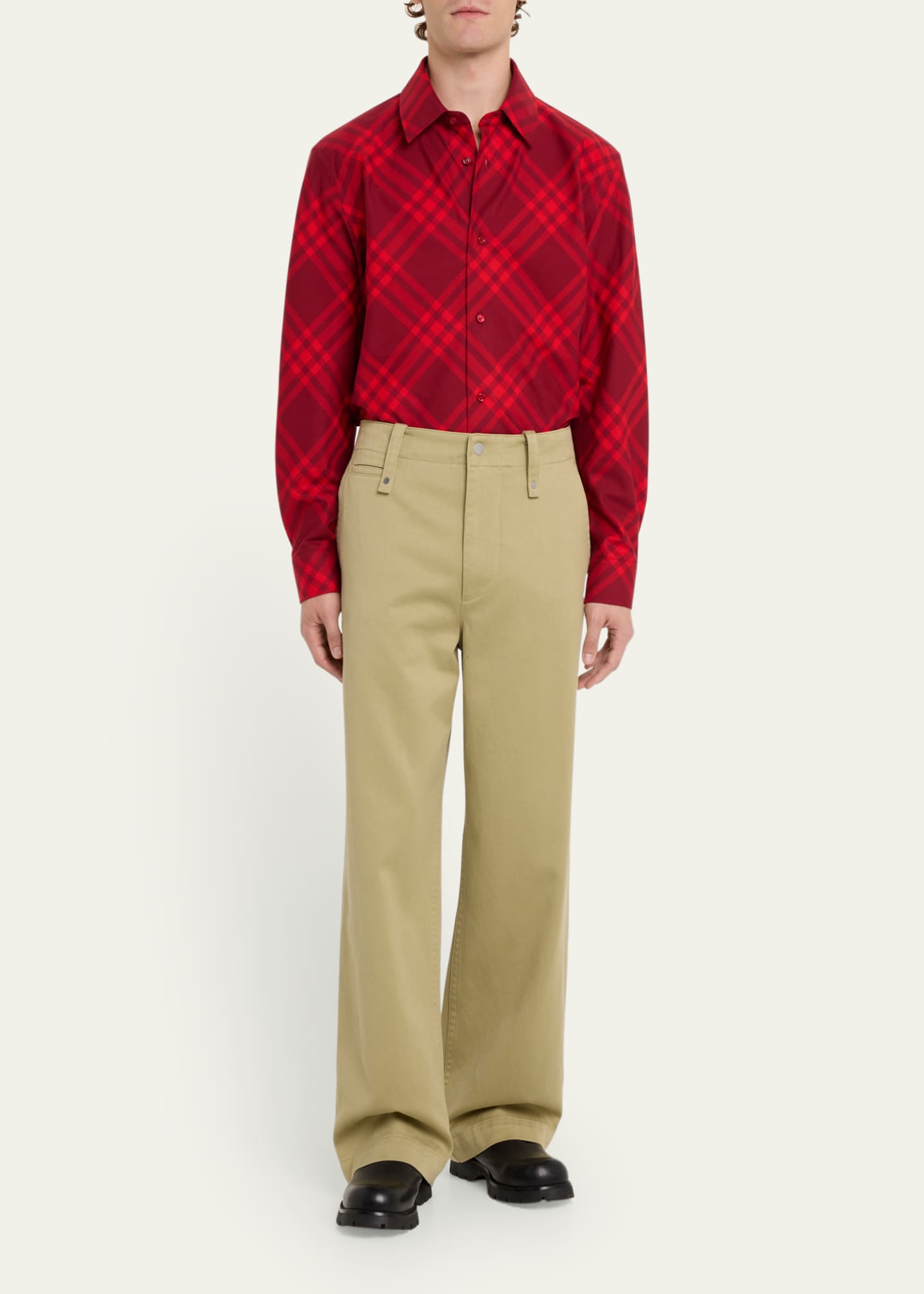 Red burberry button up 2025