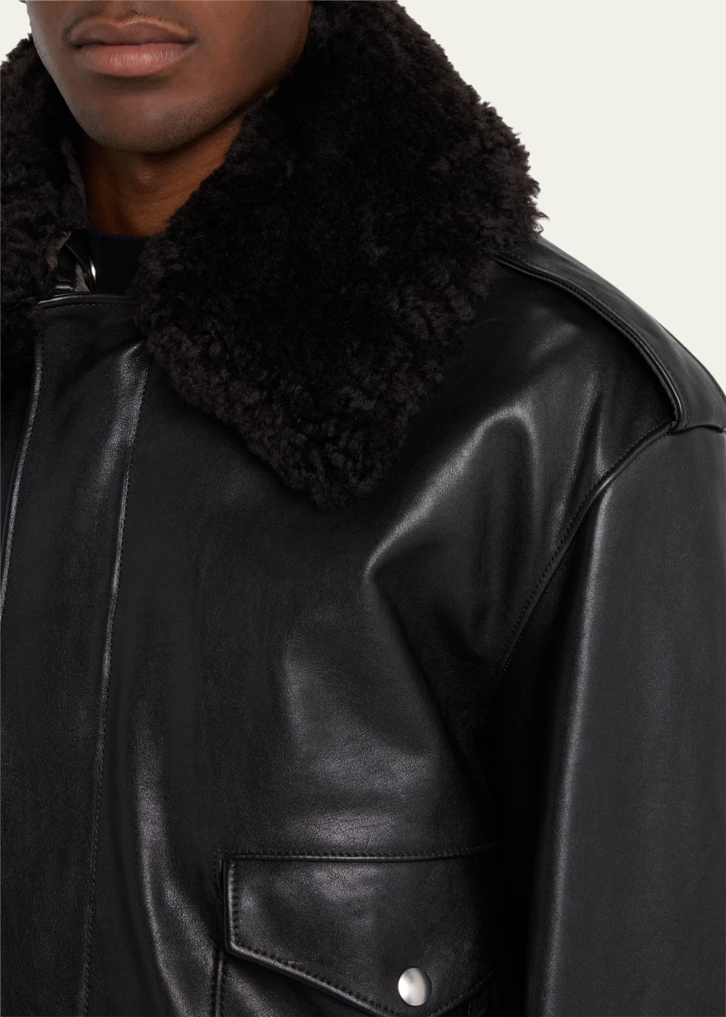 Burberry Men s Leather Shearling Collar Aviator Jacket Bergdorf