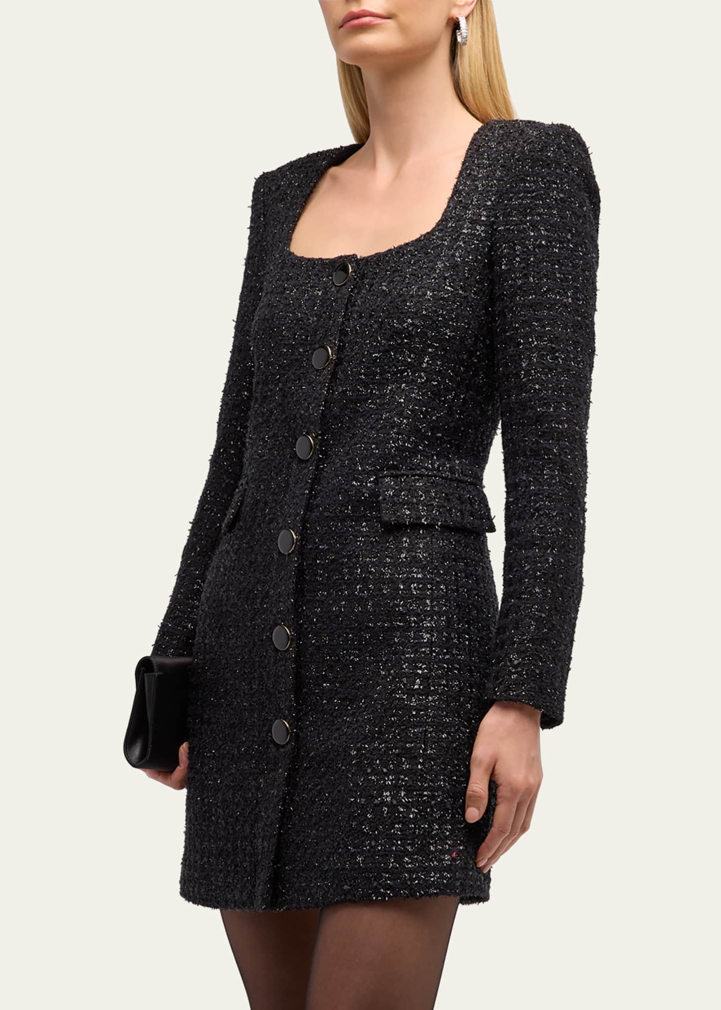 Veronica Beard Rino Button Front Tweed Mini Dress Bergdorf Goodman