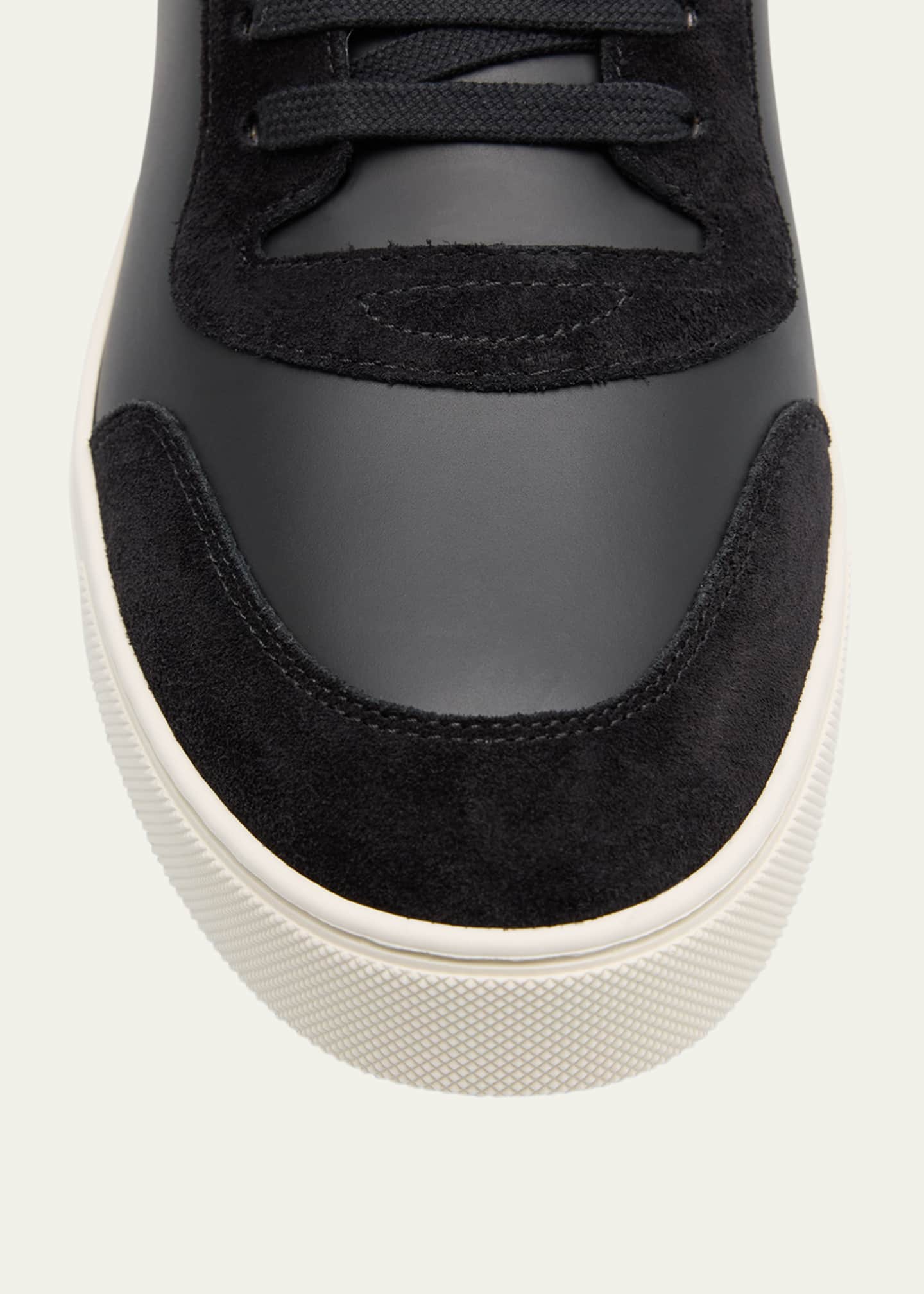 Burberry Men's Stevie Leather and Check Low-Top Sneakers Image 6 of 6