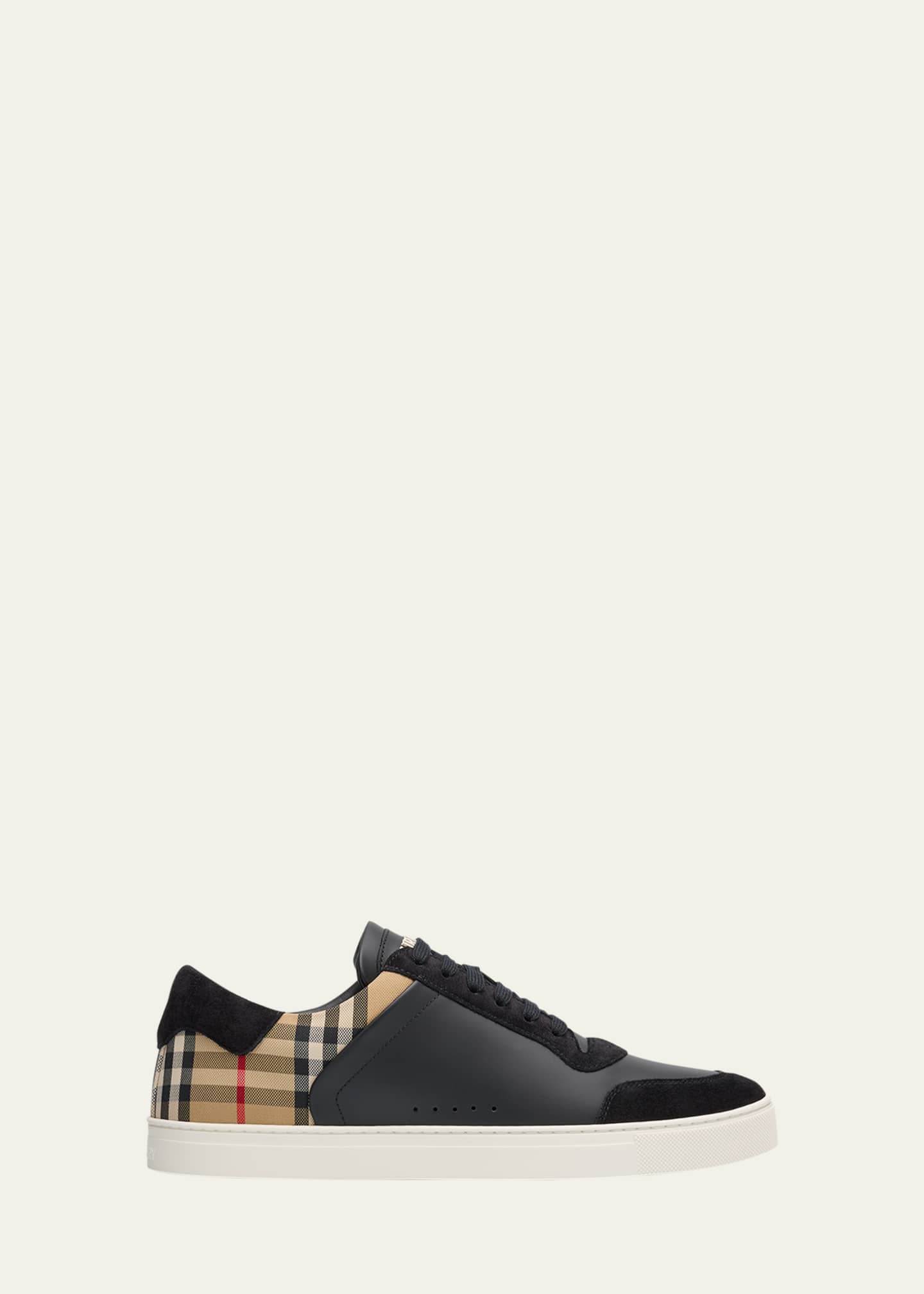 Burberry Men's Stevie Leather and Check Low-Top Sneakers Image 1 of 6