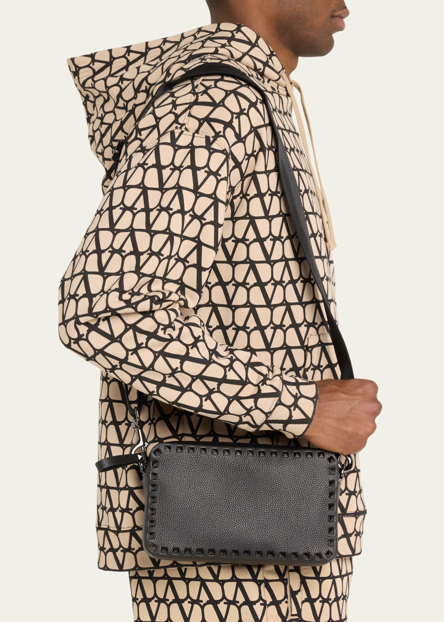 Valentino Garavani Men s Rockstud Leather Crossbody Bag Bergdorf Goodman