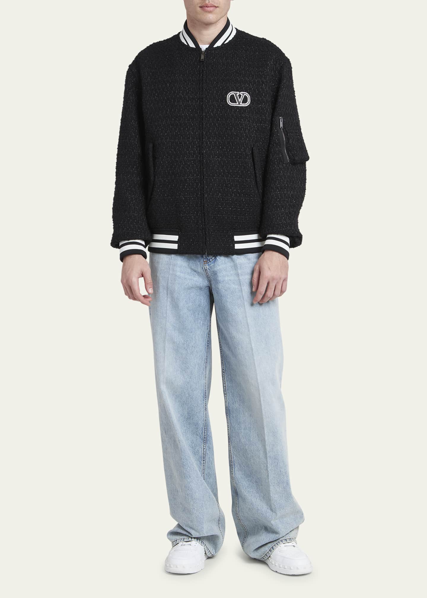 Valentino Garavani Men s Lurex Boucle Bomber Jacket Bergdorf Goodman