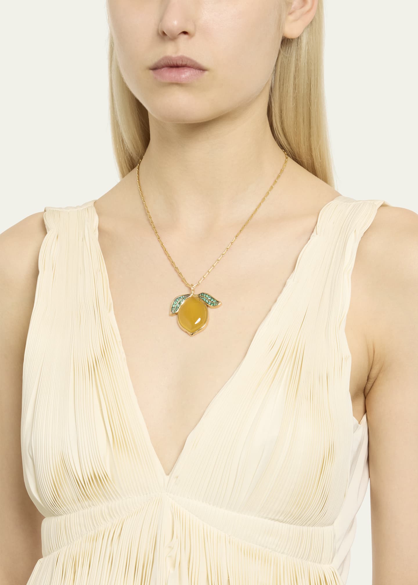 Brent Neale Yellow Opal and Green Emerald Lemon Pendant Necklace Image 2 of 4