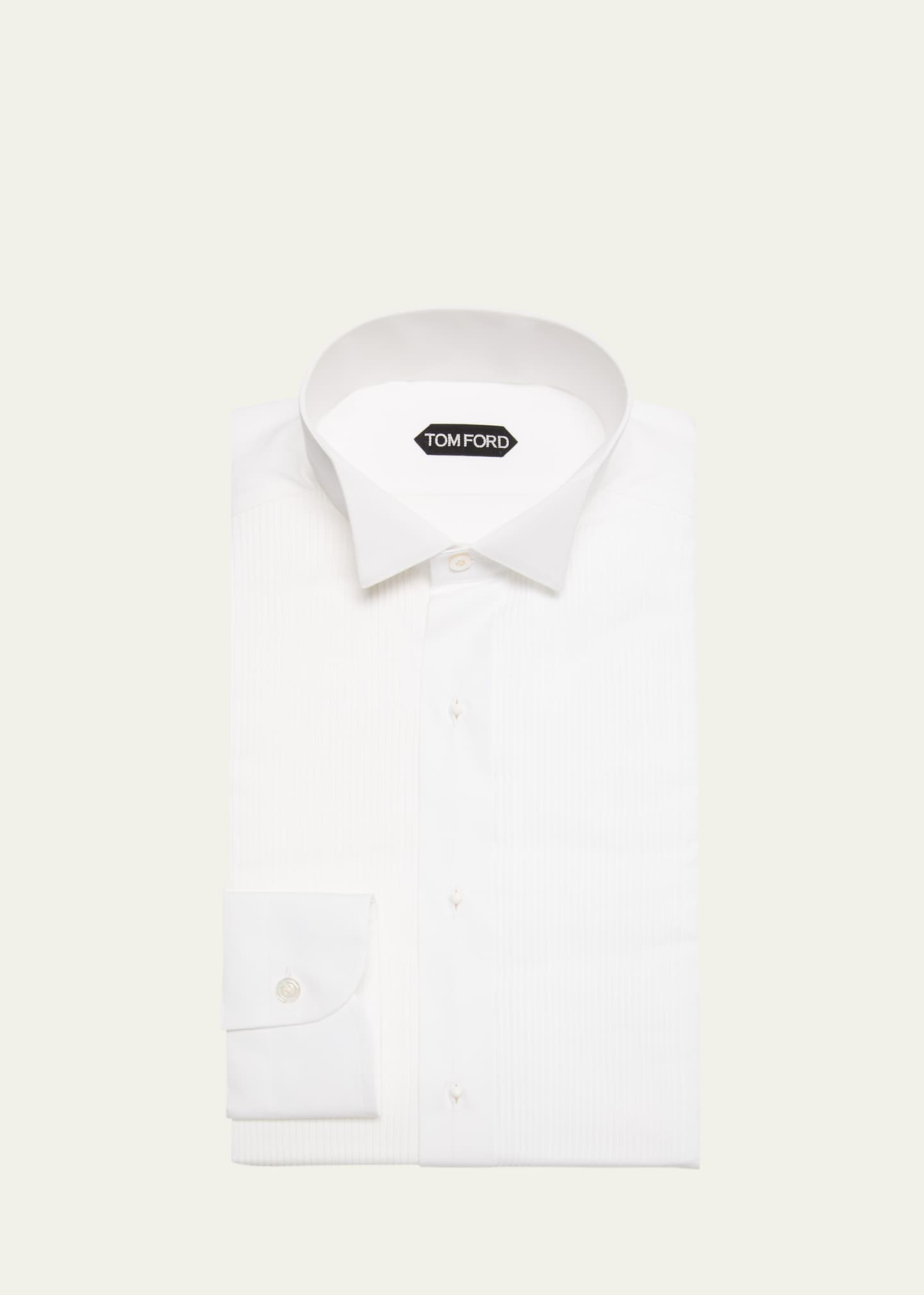 TOM FORD Men's Wingtip Plisse Formal Shirt Image 1 of 2