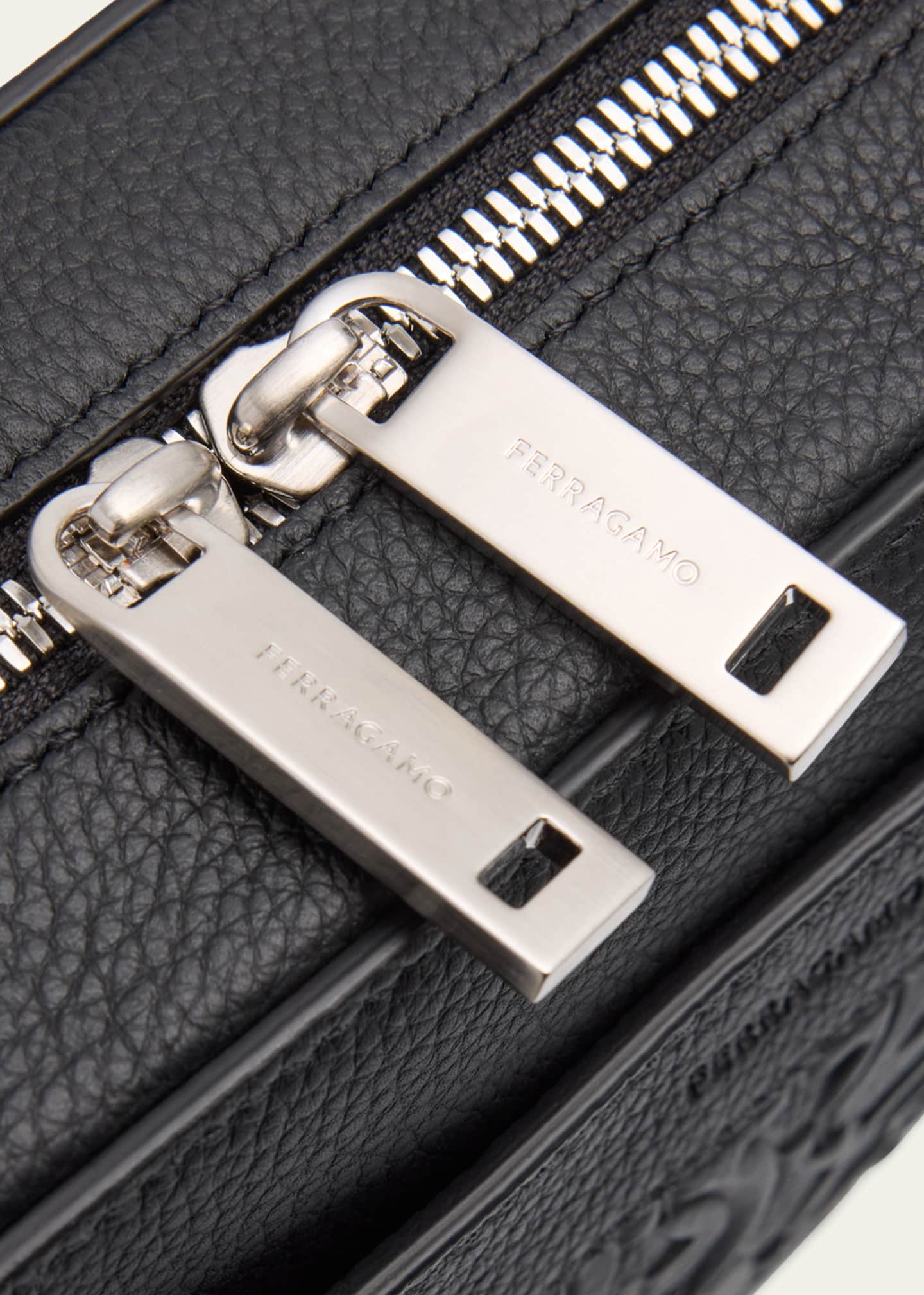 Ferragamo Men's Embossed Gancini Leather Crossbody Bag Image 5 of 6