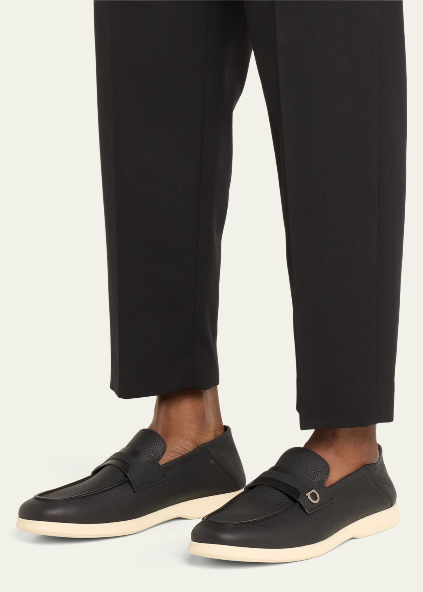 Ferragamo Men's Drame Leather Gancio Penny Loafers Image 2 of 5