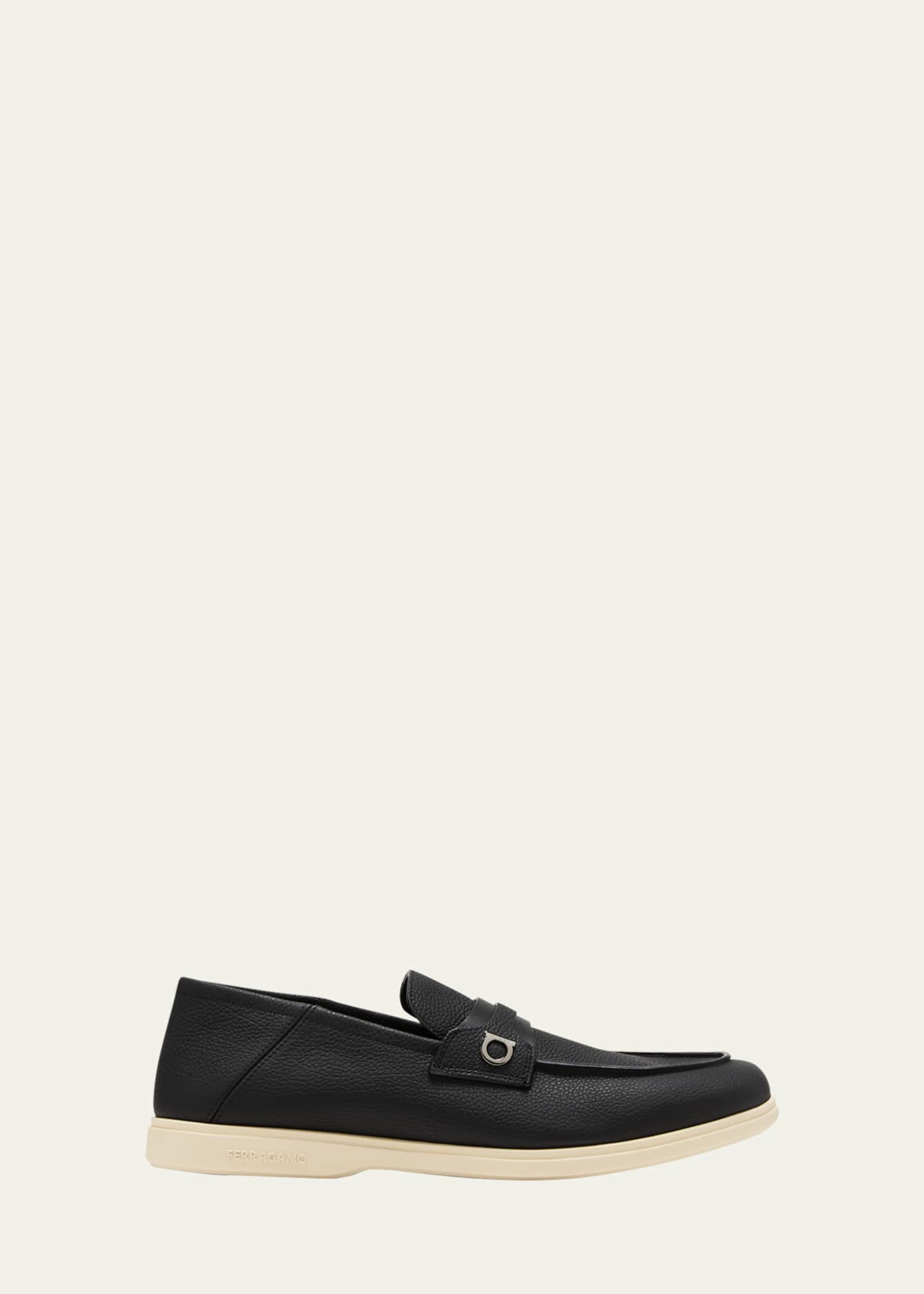 Ferragamo Men's Drame Leather Gancio Penny Loafers Image 1 of 5