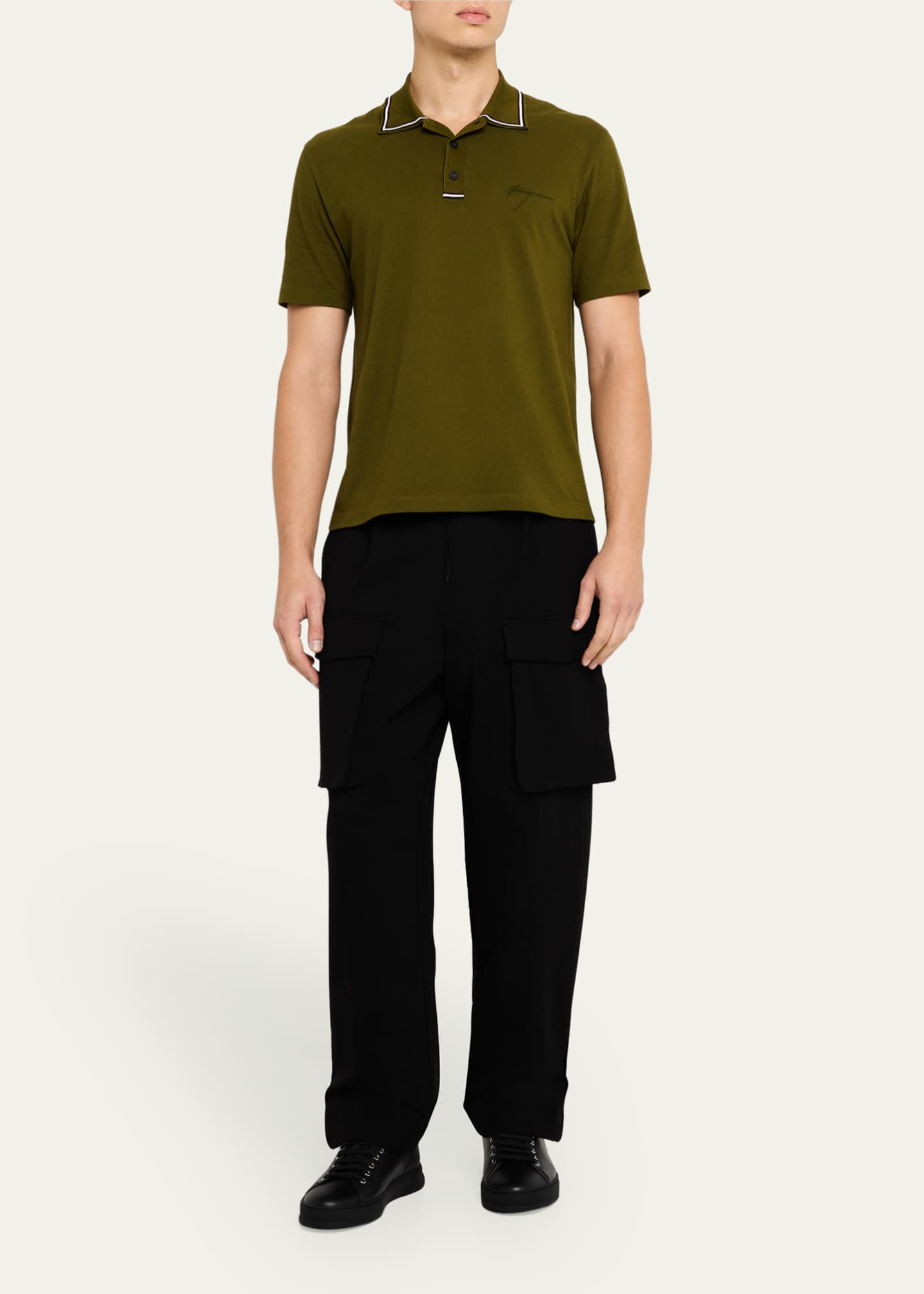 Ferragamo Men's Clayton Mixed Leather Low-Top Sneakers Image 3 of 6