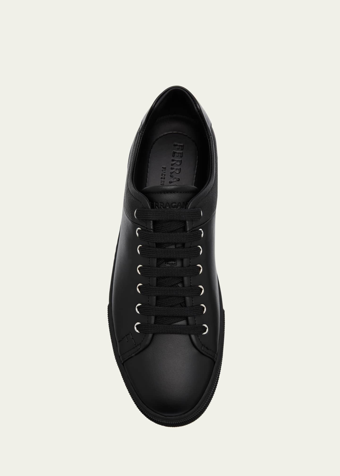 Ferragamo Men's Clayton Mixed Leather Low-Top Sneakers Image 6 of 6