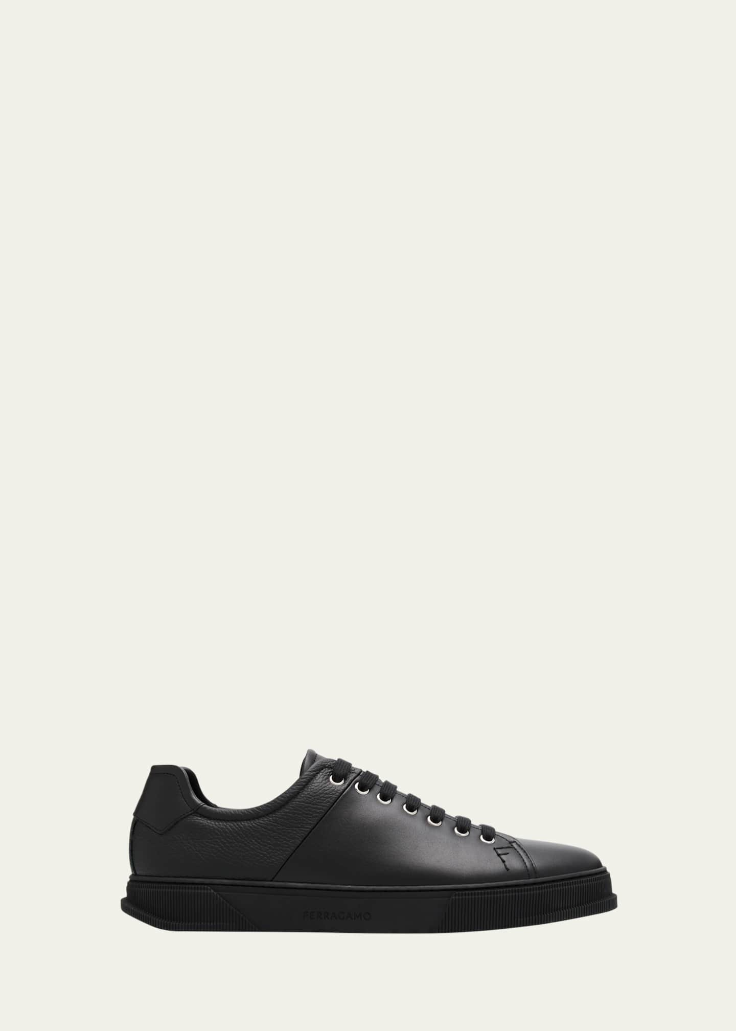Ferragamo Men's Clayton Mixed Leather Low-Top Sneakers Image 1 of 6