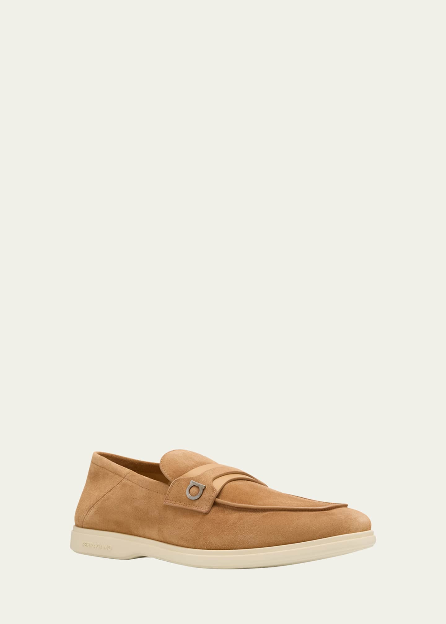 Ferragamo Men's Drame Gancio Suede Loafers Image 2 of 5
