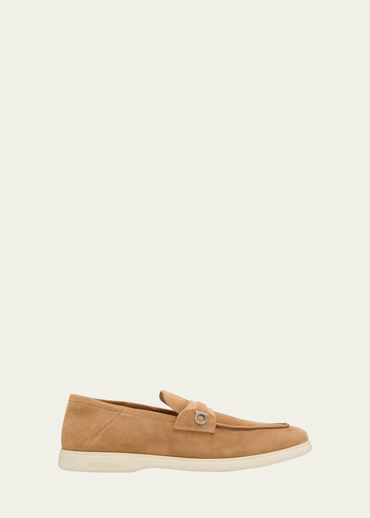 Ferragamo Men's Drame Gancio Suede Loafers Image 1 of 5