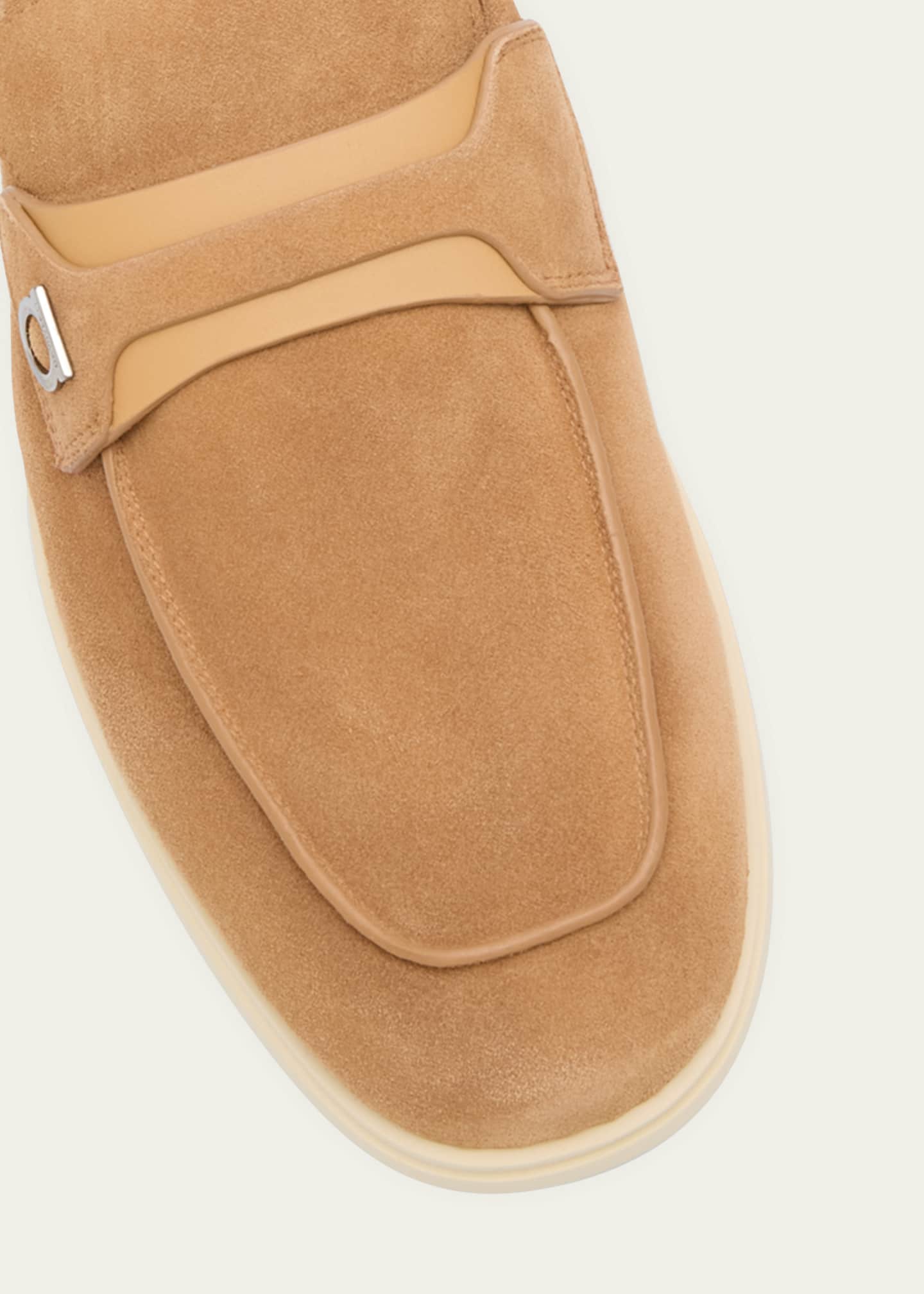 Ferragamo Men's Drame Gancio Suede Loafers Image 4 of 5