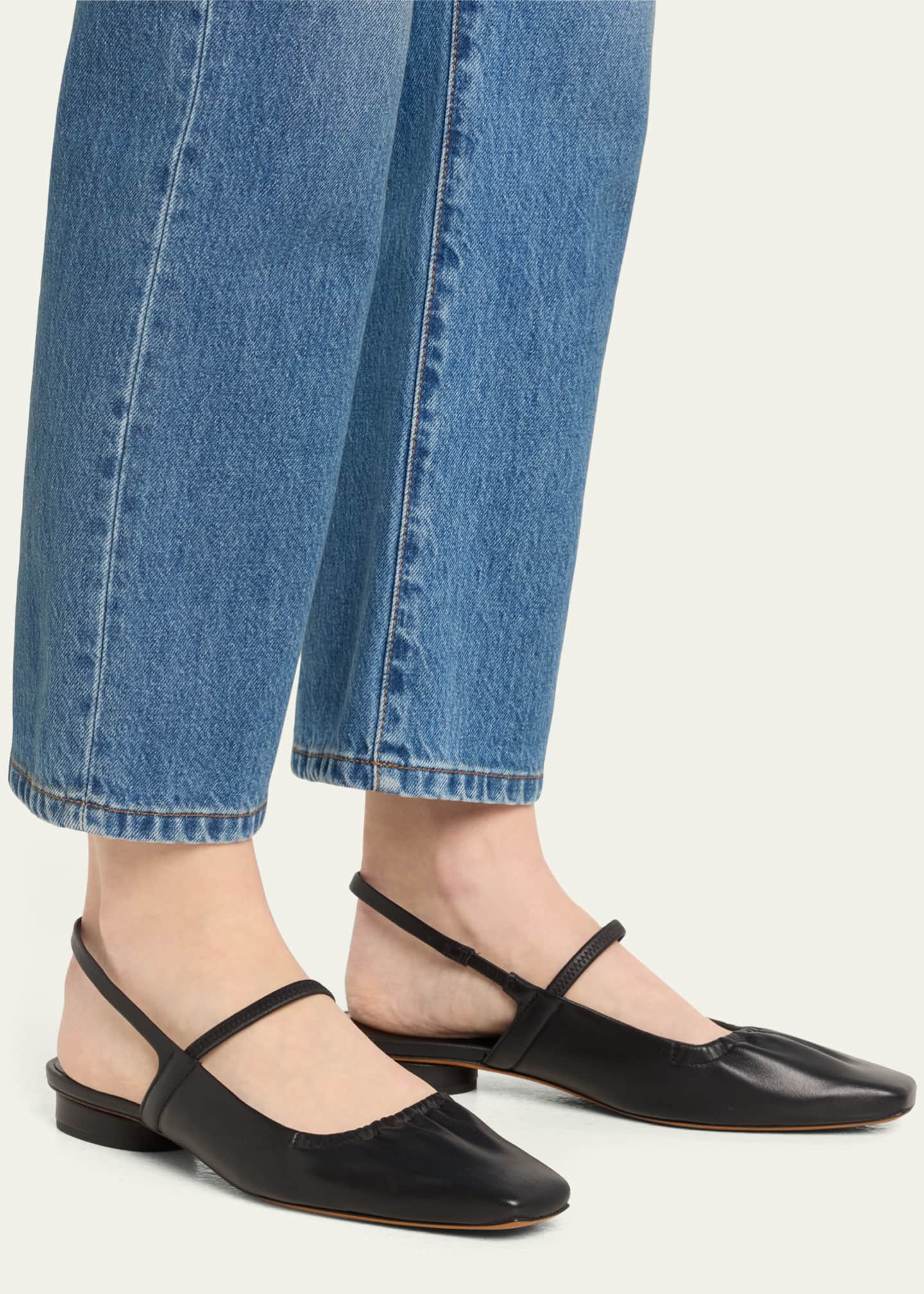 Women s Venice Leather Slingback Flat Black Size 9.5 Vince