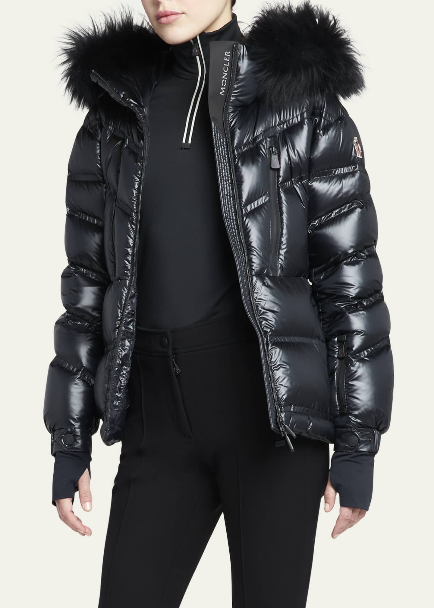 Moncler Bernin Belted Puffer Jacket with Shearling Trim - Bergdorf Goodman