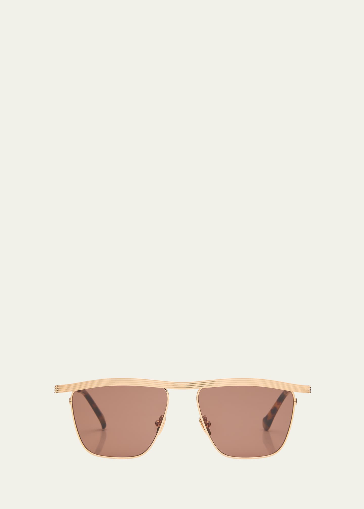 Nanushka Noran Brown Stainless Steel & Acetate Aviator Sunglasses Image 1 of 5