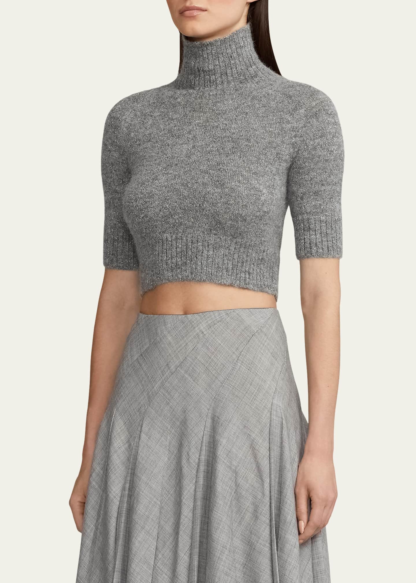 Ralph Lauren Collection ShortSleeve Turtleneck Crop Wool Sweater