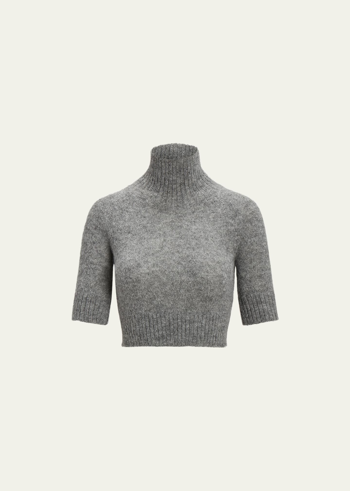 Ralph Lauren Collection Short-Sleeve Turtleneck Crop Wool Sweater