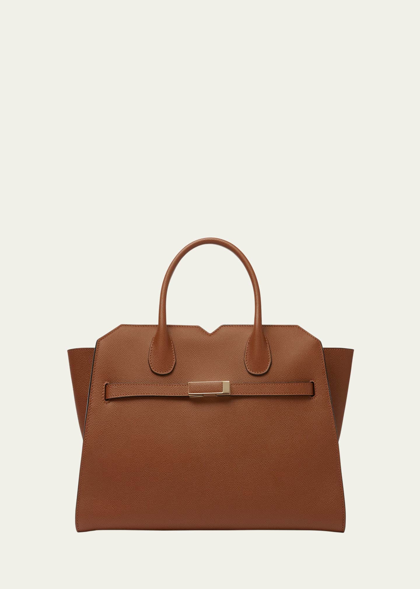 Valextra Milano Medium Leather Tote Bag Image 1 of 5