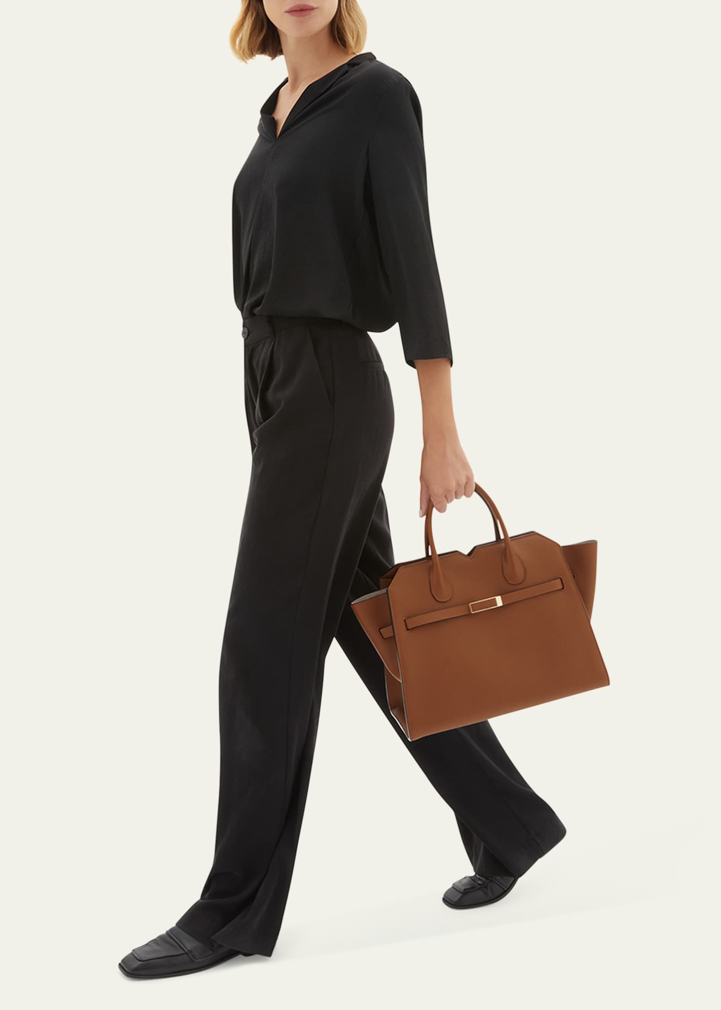 Valextra Milano Medium Leather Tote Bag Image 5 of 5