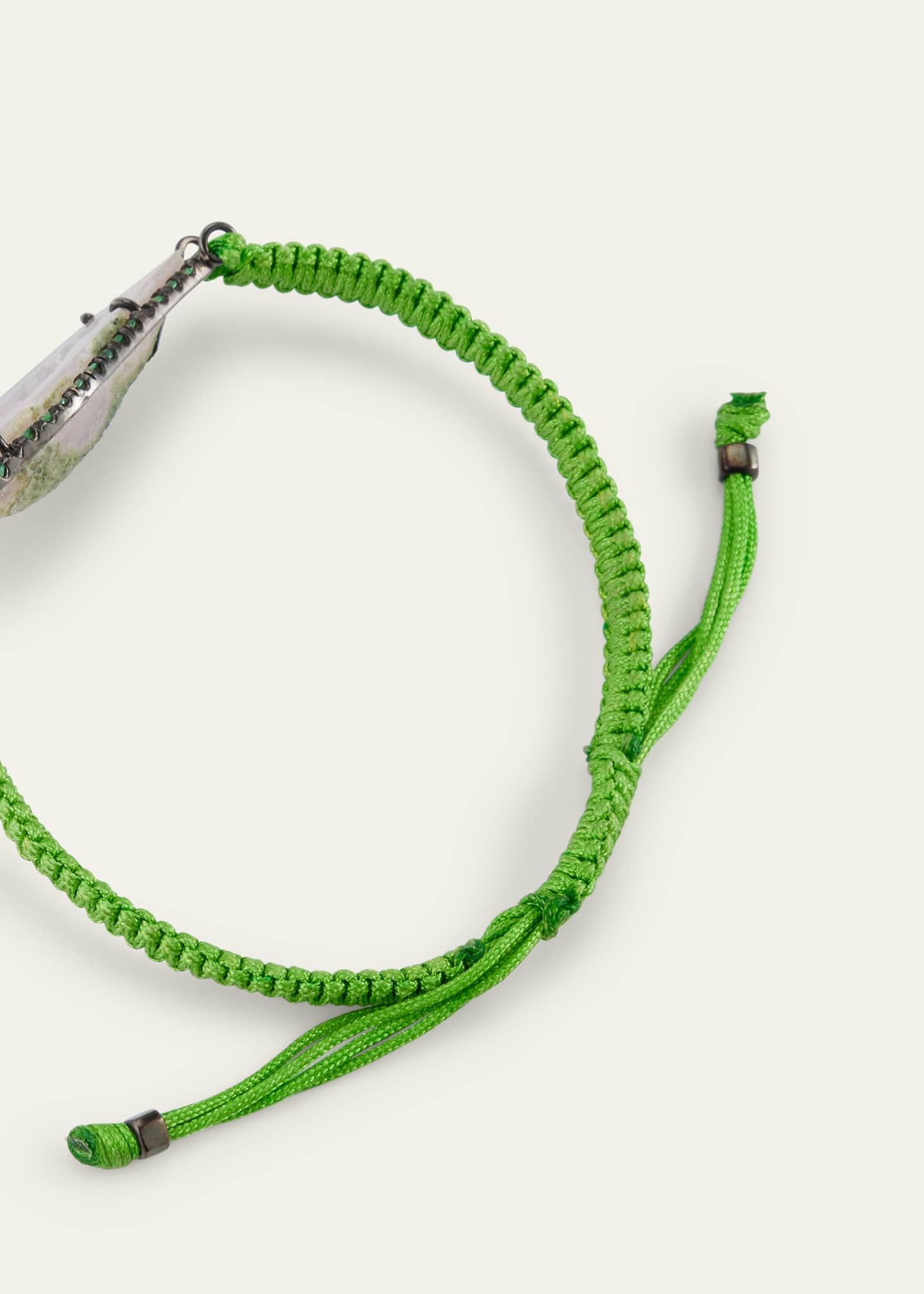 Kimberly McDonald 18k White Gold Black Rhodium Light Geode on Green Macrame Bracelet with Emerald Bezel Image 4 of 4