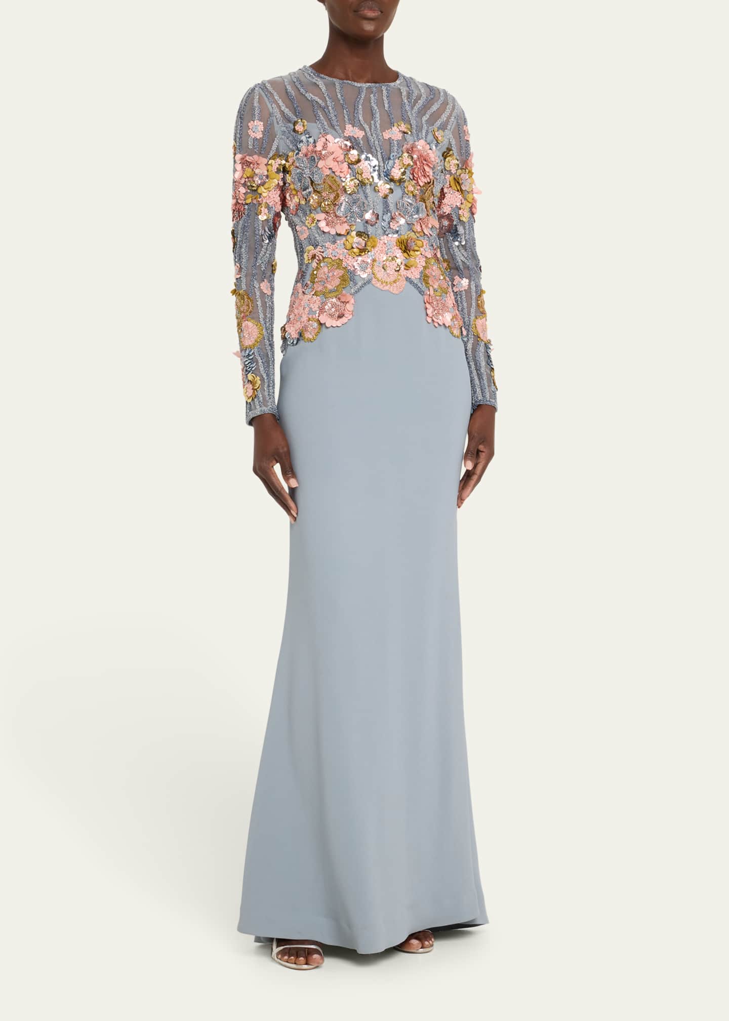 Elie Saab Embroidered Tulle Gown with Floral Detail Bergdorf Goodman