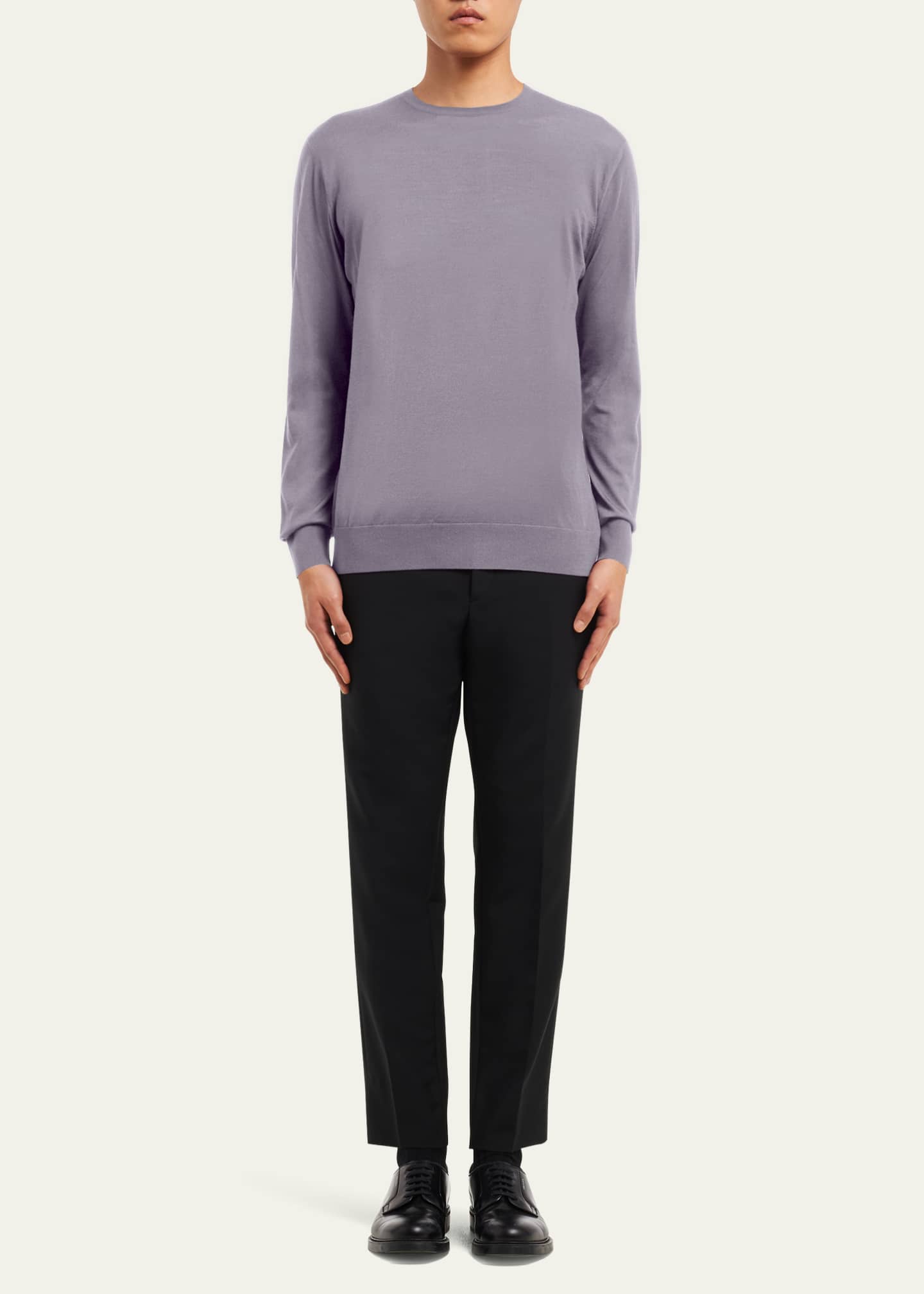 Prada Men's Superfine Wool Crewneck Sweater Image 2 of 5