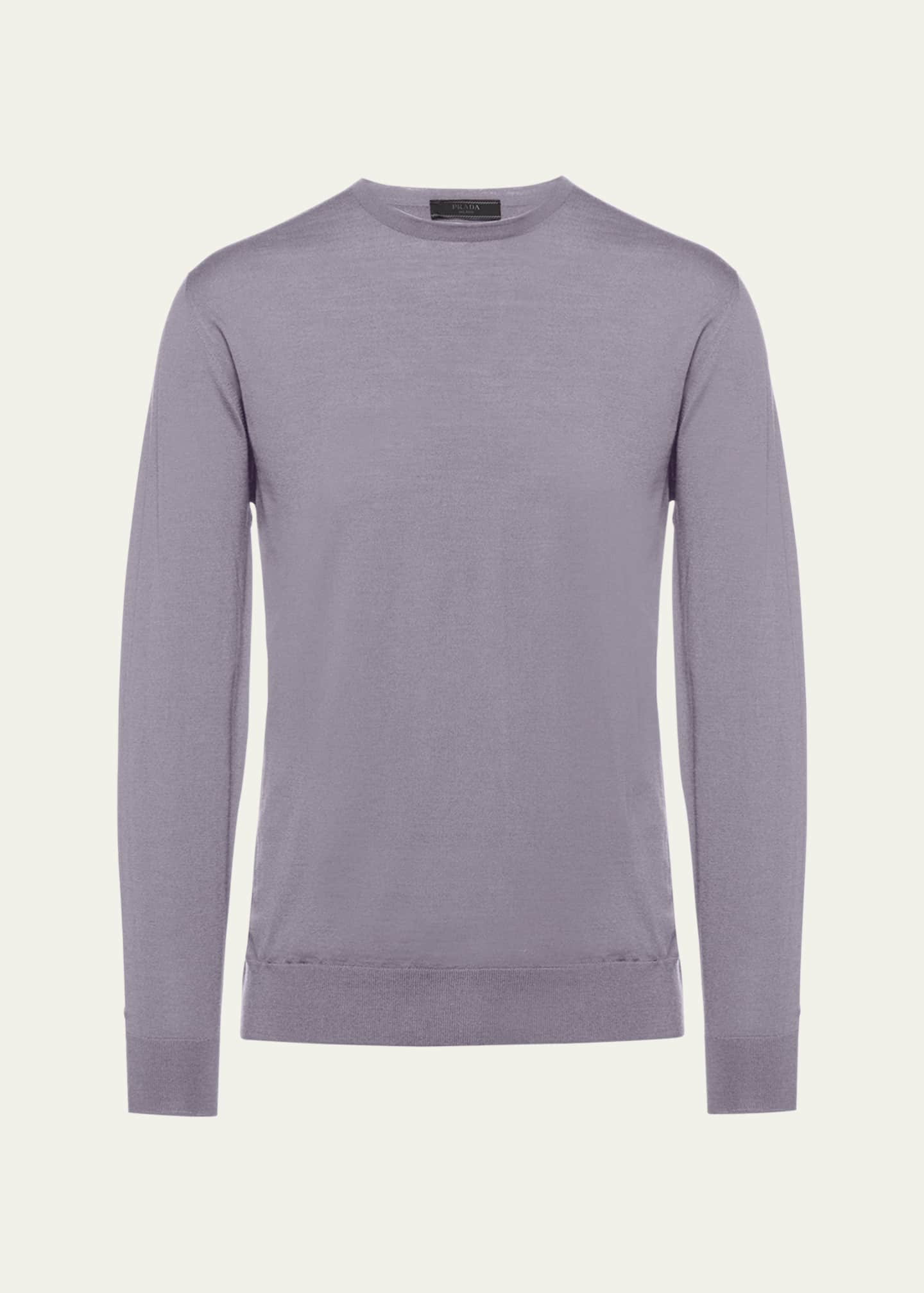 Prada Men's Superfine Wool Crewneck Sweater Image 1 of 5