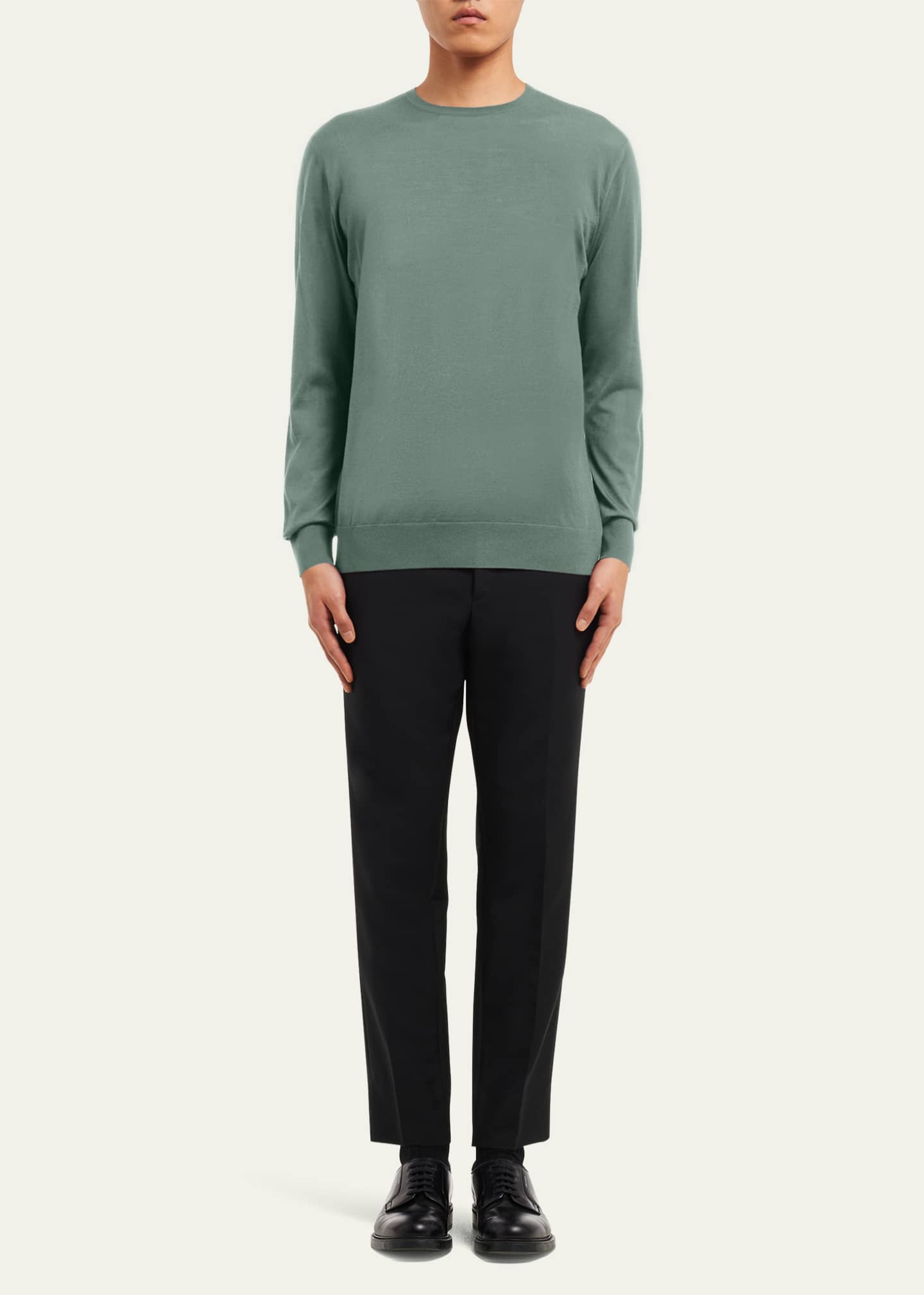 Prada Men's Sage Superfine Wool Crewneck Image 2 of 5