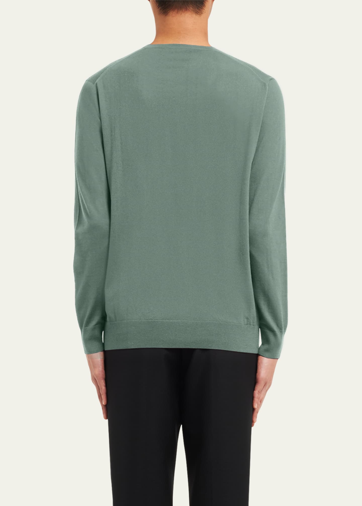 Prada Men's Sage Superfine Wool Crewneck Image 3 of 5