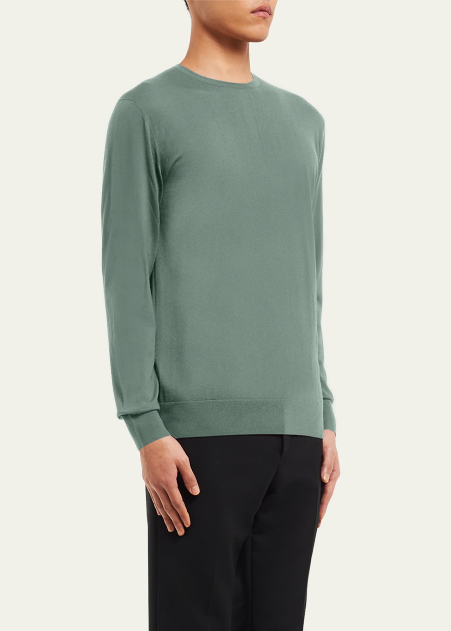 Prada Men's Sage Superfine Wool Crewneck Image 4 of 5