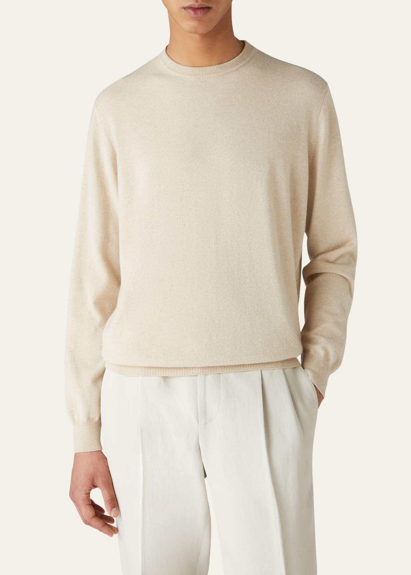 Loro Piana Men's Baby Cashmere Crewneck Sweater Image 4 of 5