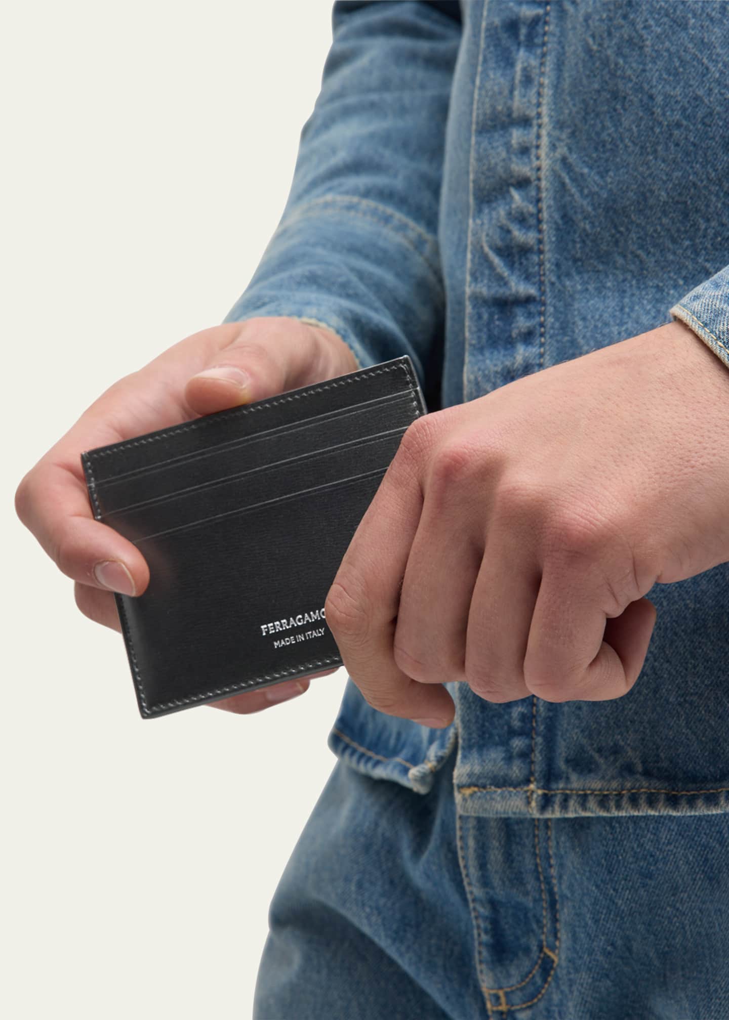 Ferragamo Men's Slim Leather Card Holder Image 2 of 4