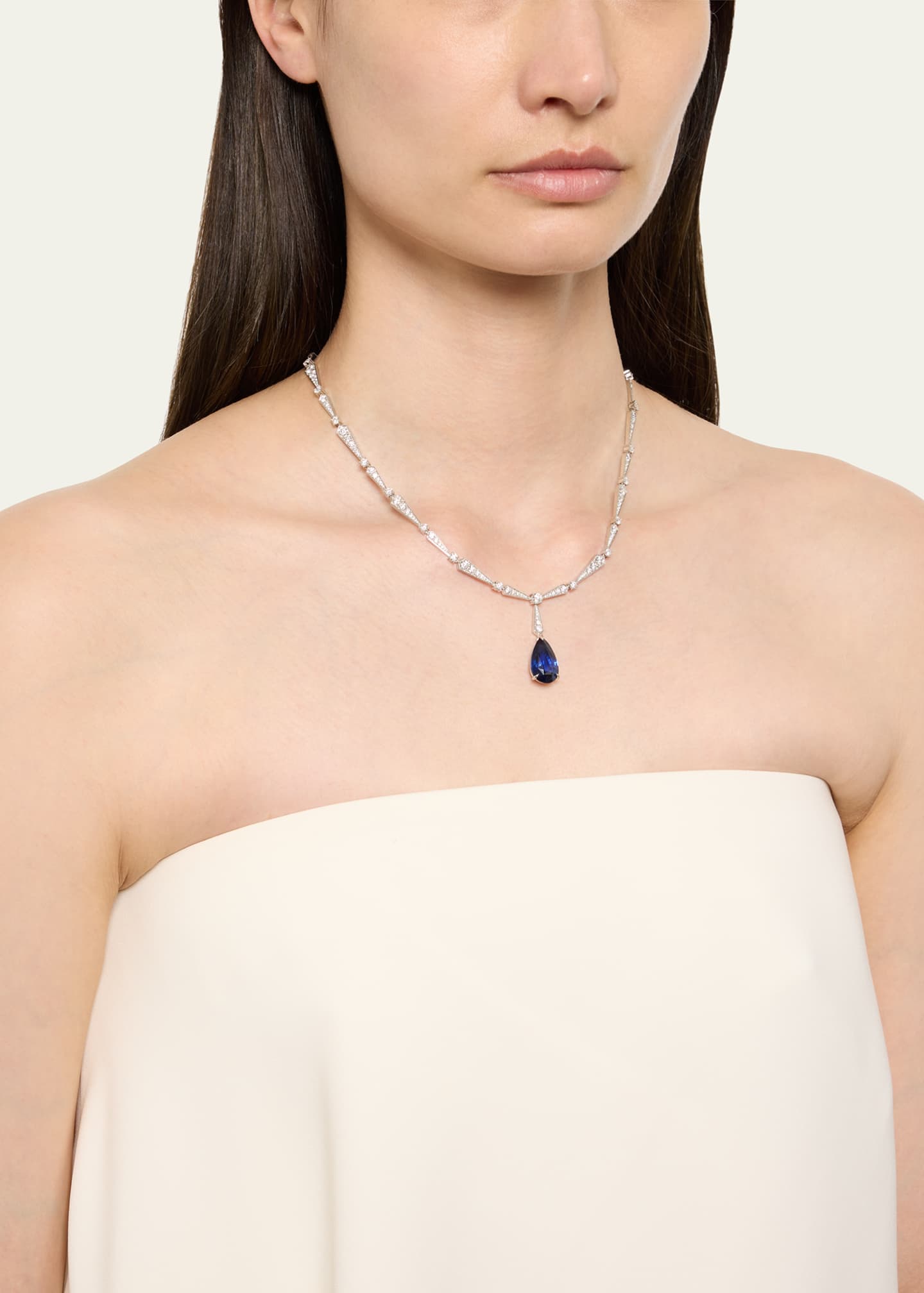 Sapphire top platinum necklace