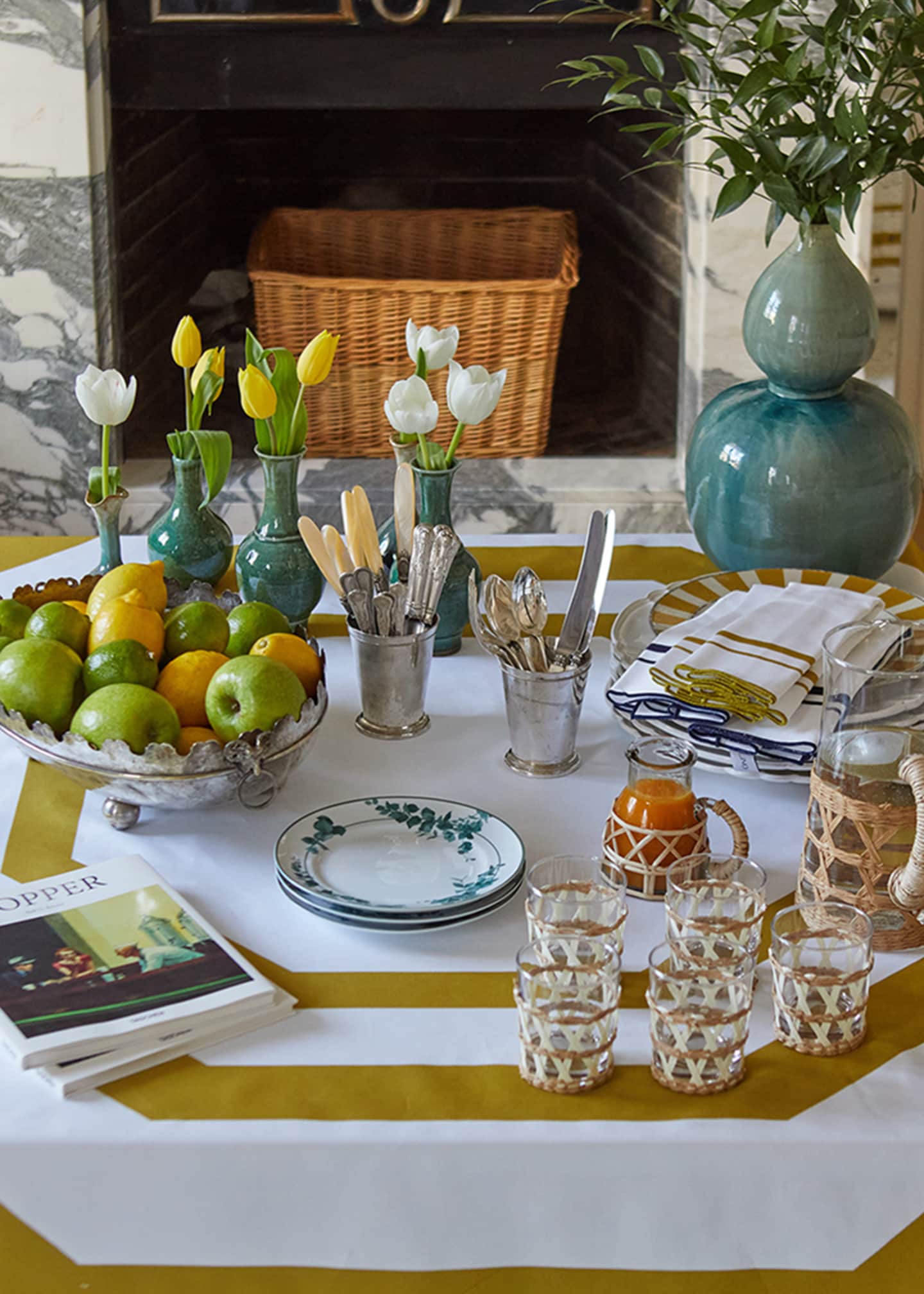 The Lino Essential Yellow Tablecloth, 71" Square Image 2 of 3