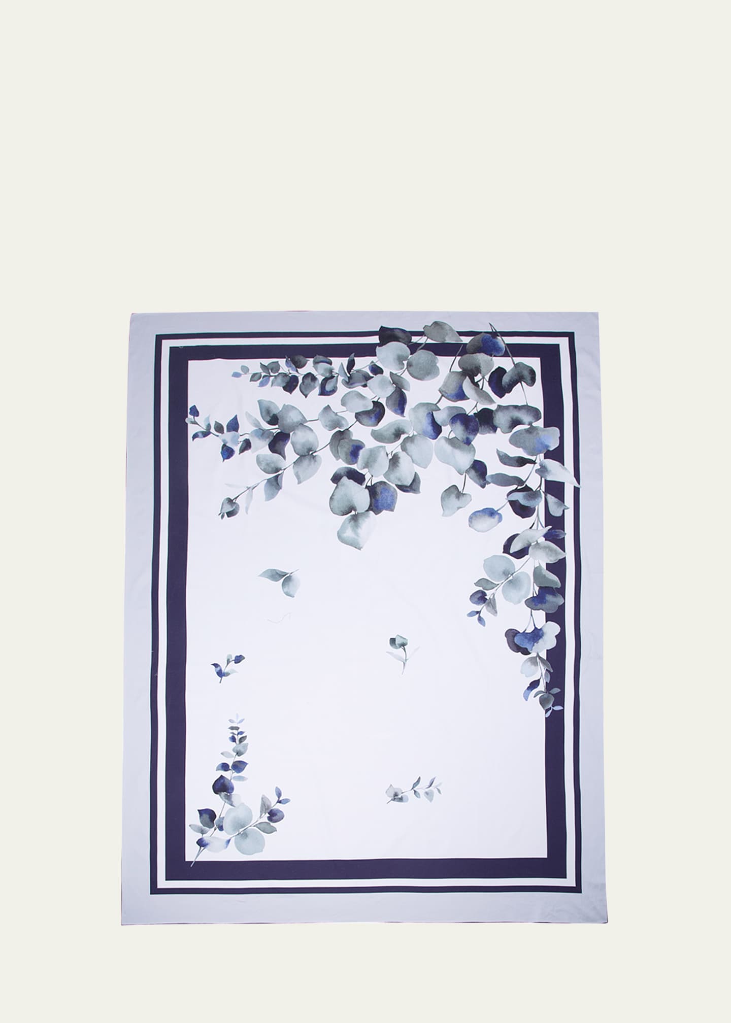 The Lino Eucalyptus Navy Tablecloth, 71" Square Image 1 of 3