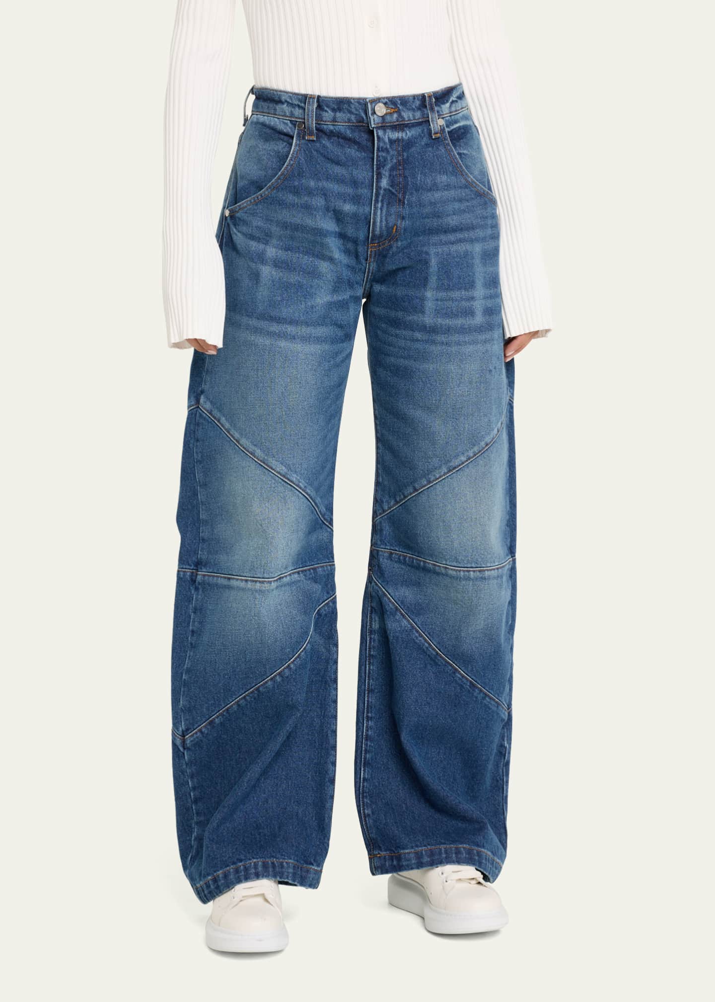Frederic Mid-Rise Wide Curved Jeans - Thumbnail 4