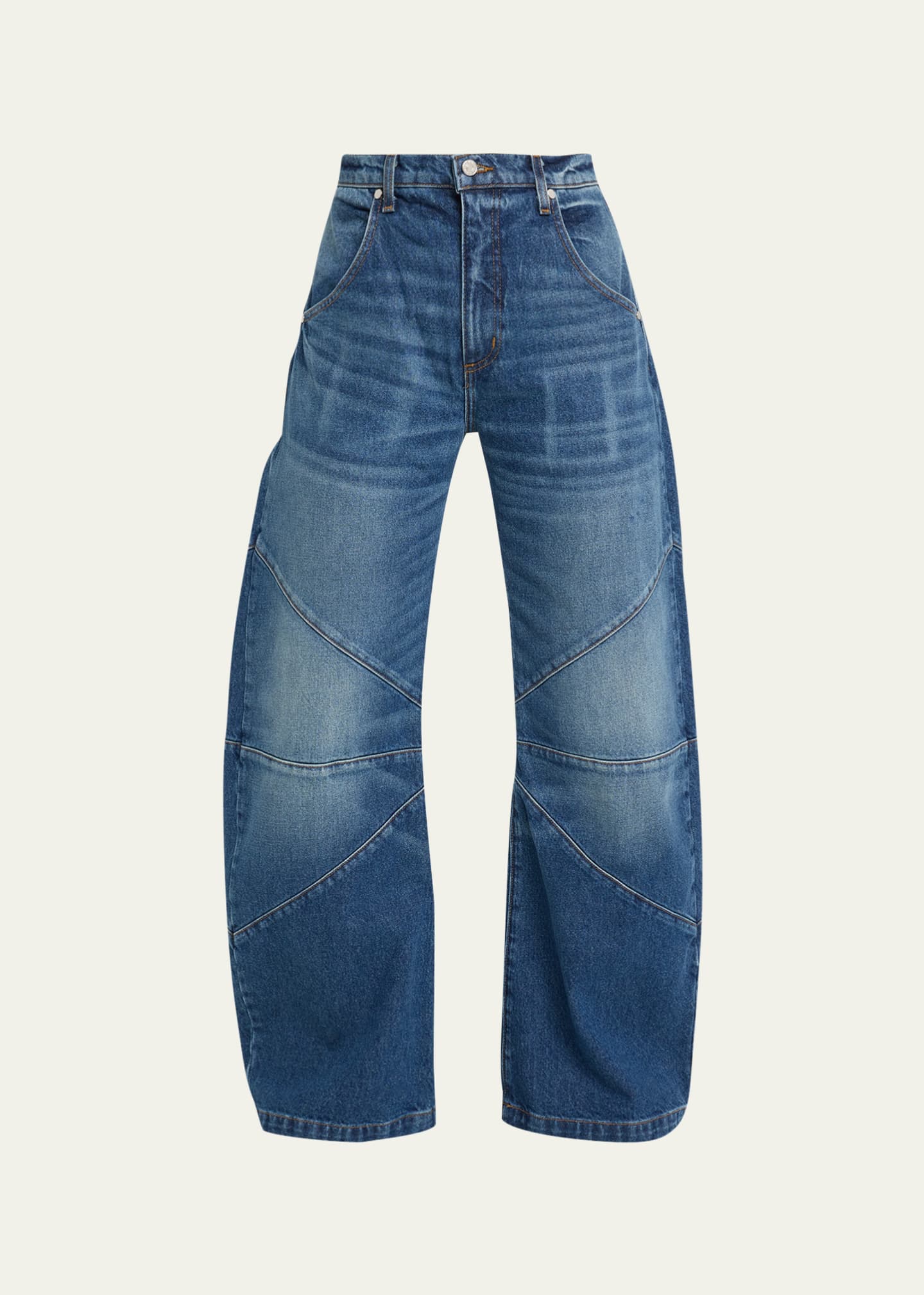【DISCERNMENT】Ete diagonal curve denim pants EB DENIM Frederic Mid-Rise Wide Curved Jeans - Bergdorf Goodman