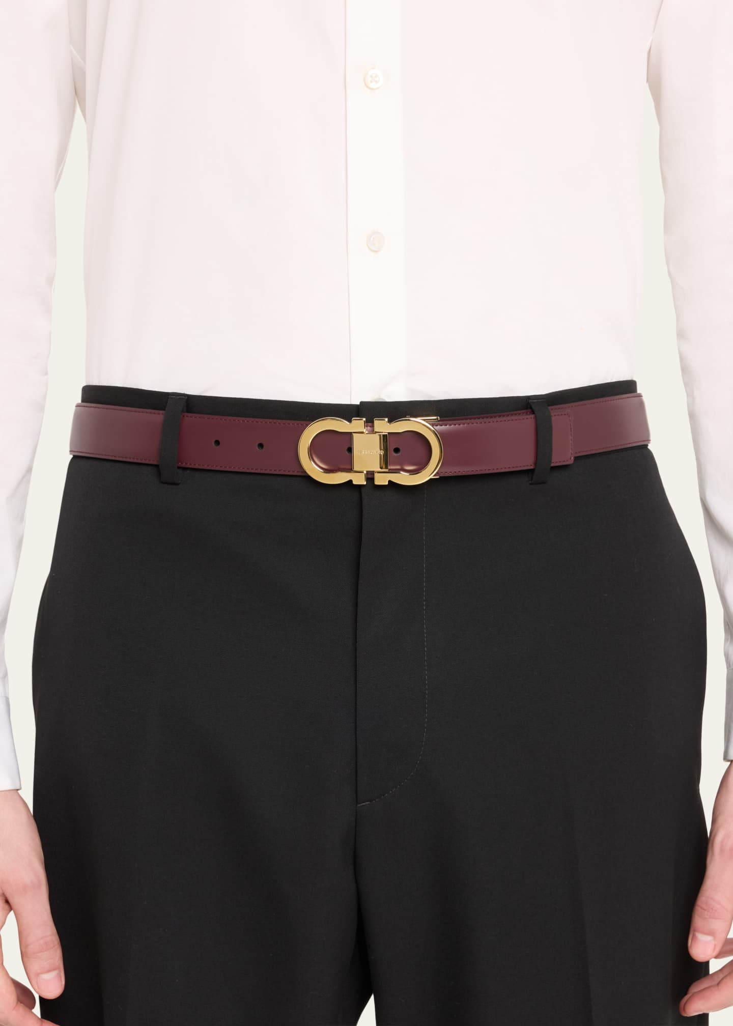 Ferragamo Men's Reversible Double-Gancini Leather Belt - Bergdorf Goodman