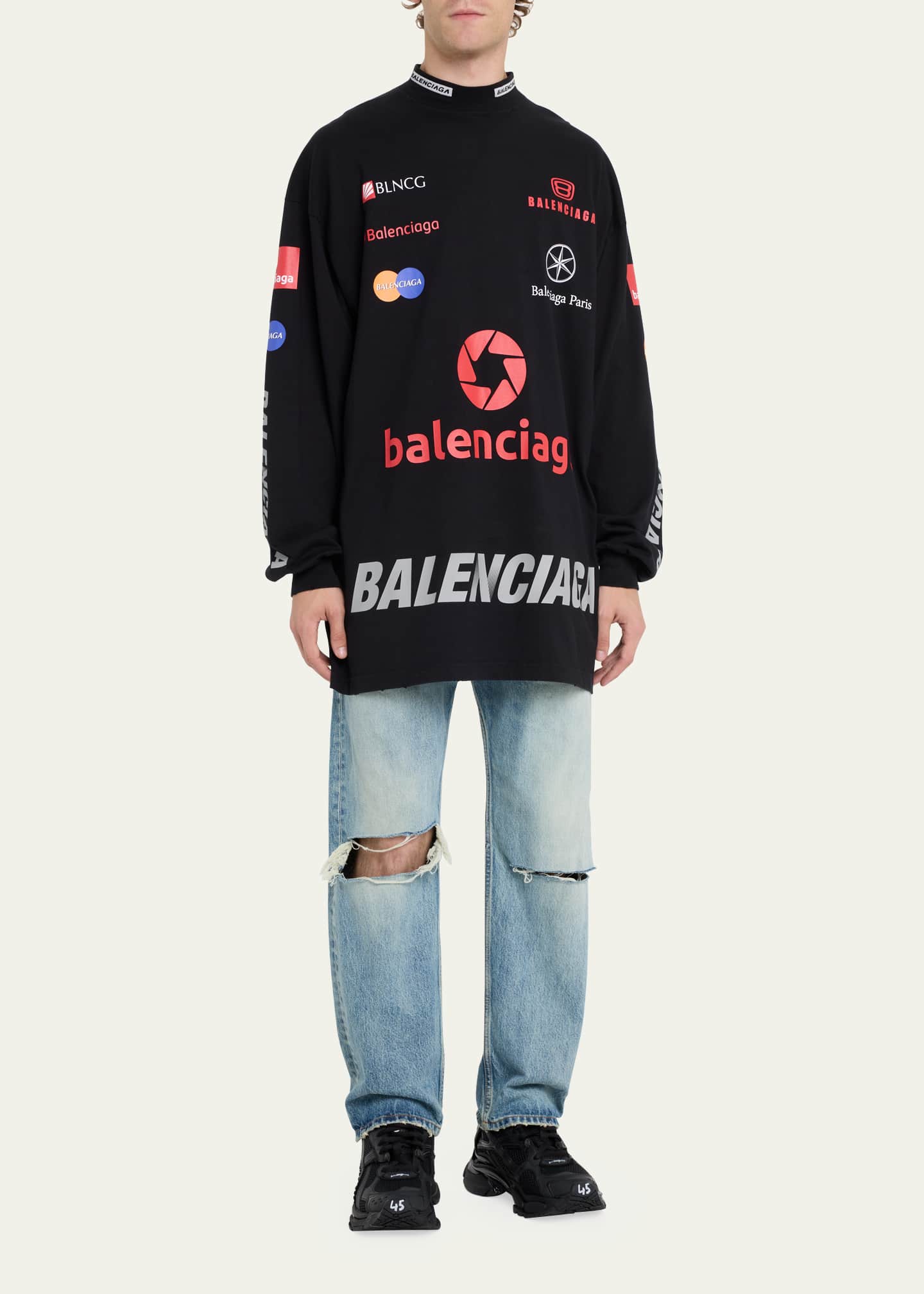 Balenciaga Men's Mesh Runner Sneakers Image 3 of 5