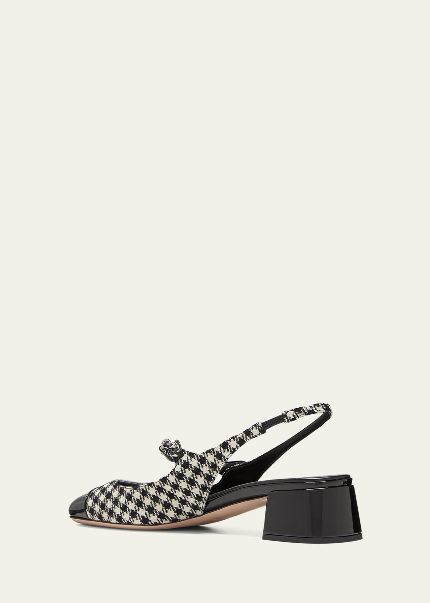 Miu Miu Gingham Patent Mary Jane Slingback Pumps