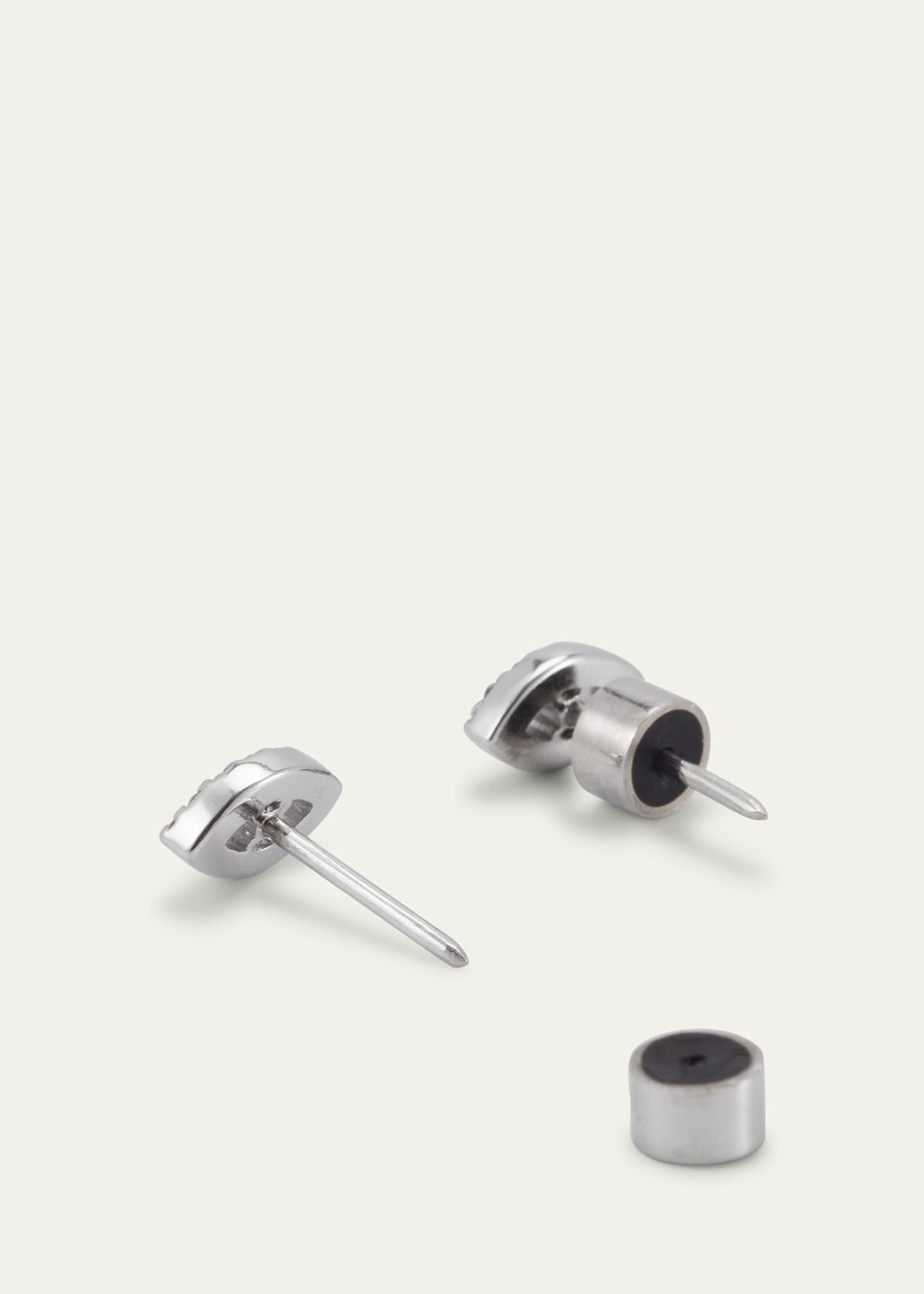 ILEANA MAKRI 18K White Gold Kitten Eye Diamond and Blue Sapphire Stud Earrings Image 4 of 4