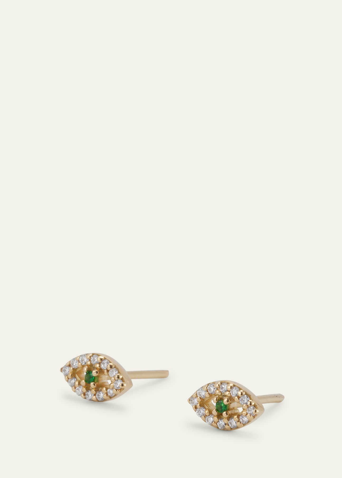 ILEANA MAKRI 18K Gold Kitten Eye Stud Earrings with Diamonds Image 3 of 4