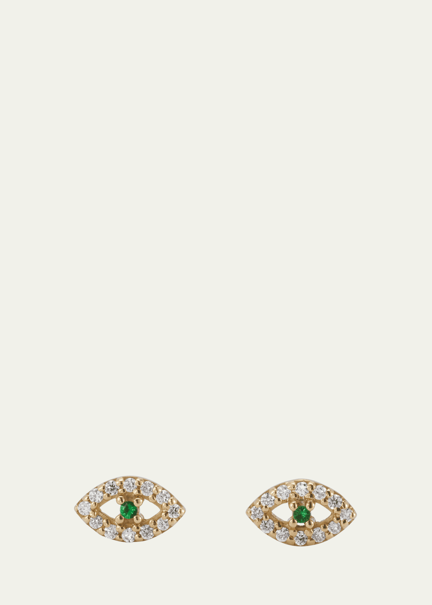 ILEANA MAKRI 18K Gold Kitten Eye Stud Earrings with Diamonds Image 1 of 4