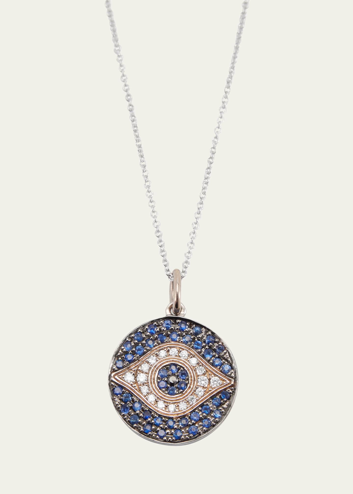ILEANA MAKRI Little Dawn Blue Sapphire and Diamond 18K White Gold Necklace Image 1 of 4