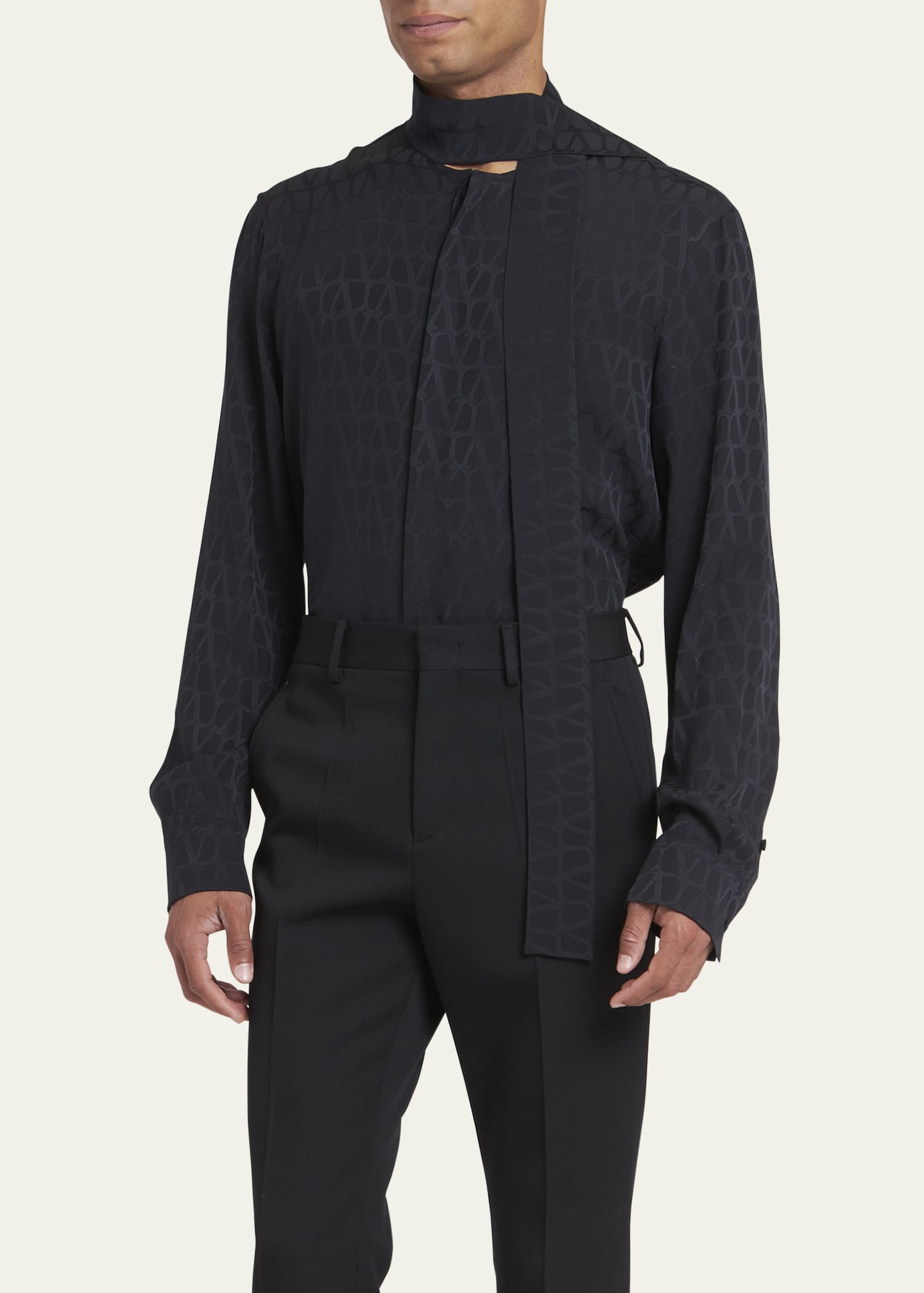 Valentino Garavani Men s Silk Jacquard Iconographe Bow Shirt Bergdorf Goodman
