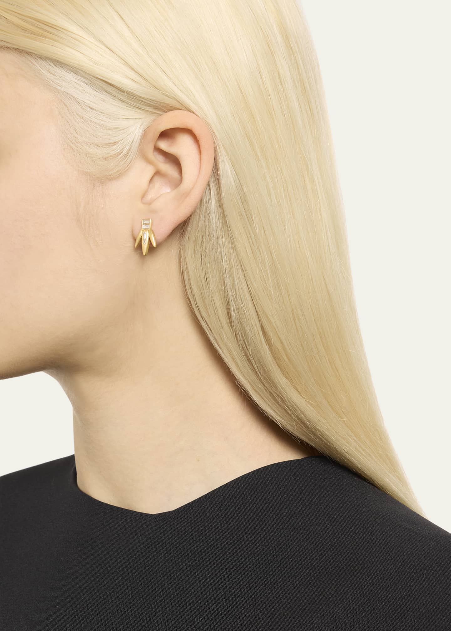 ILEANA MAKRI Baguette Diamond Grass Straw Earrings in 18K Yellow Gold Image 2 of 4