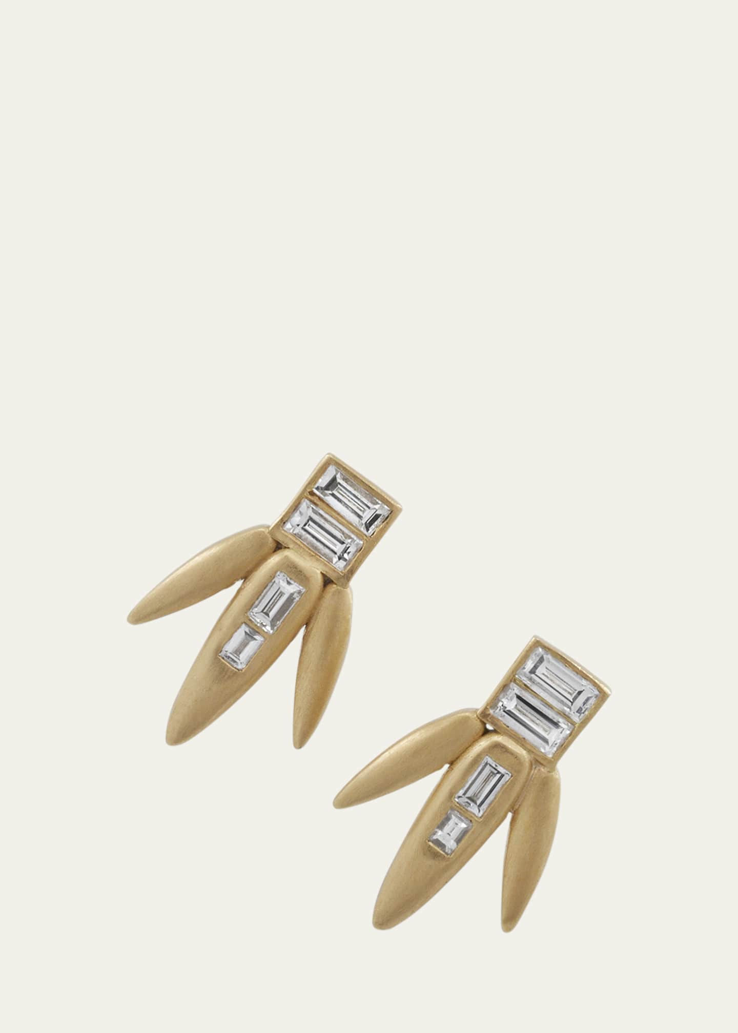 ILEANA MAKRI Baguette Diamond Grass Straw Earrings in 18K Yellow Gold Image 3 of 4