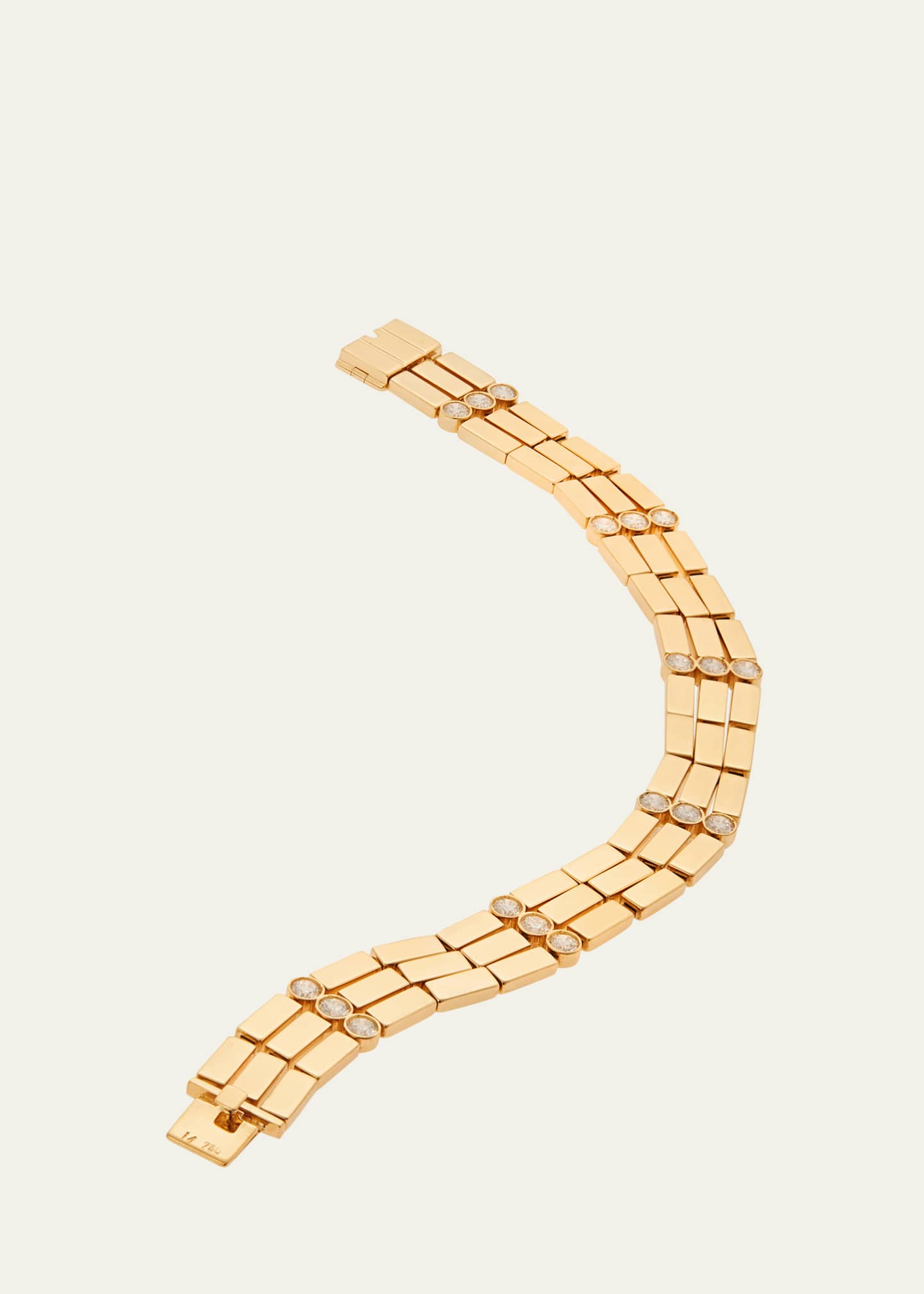 ILEANA MAKRI 18K Yellow Gold Stepping Stone Multi Bracelet with White Diamonds Image 3 of 4